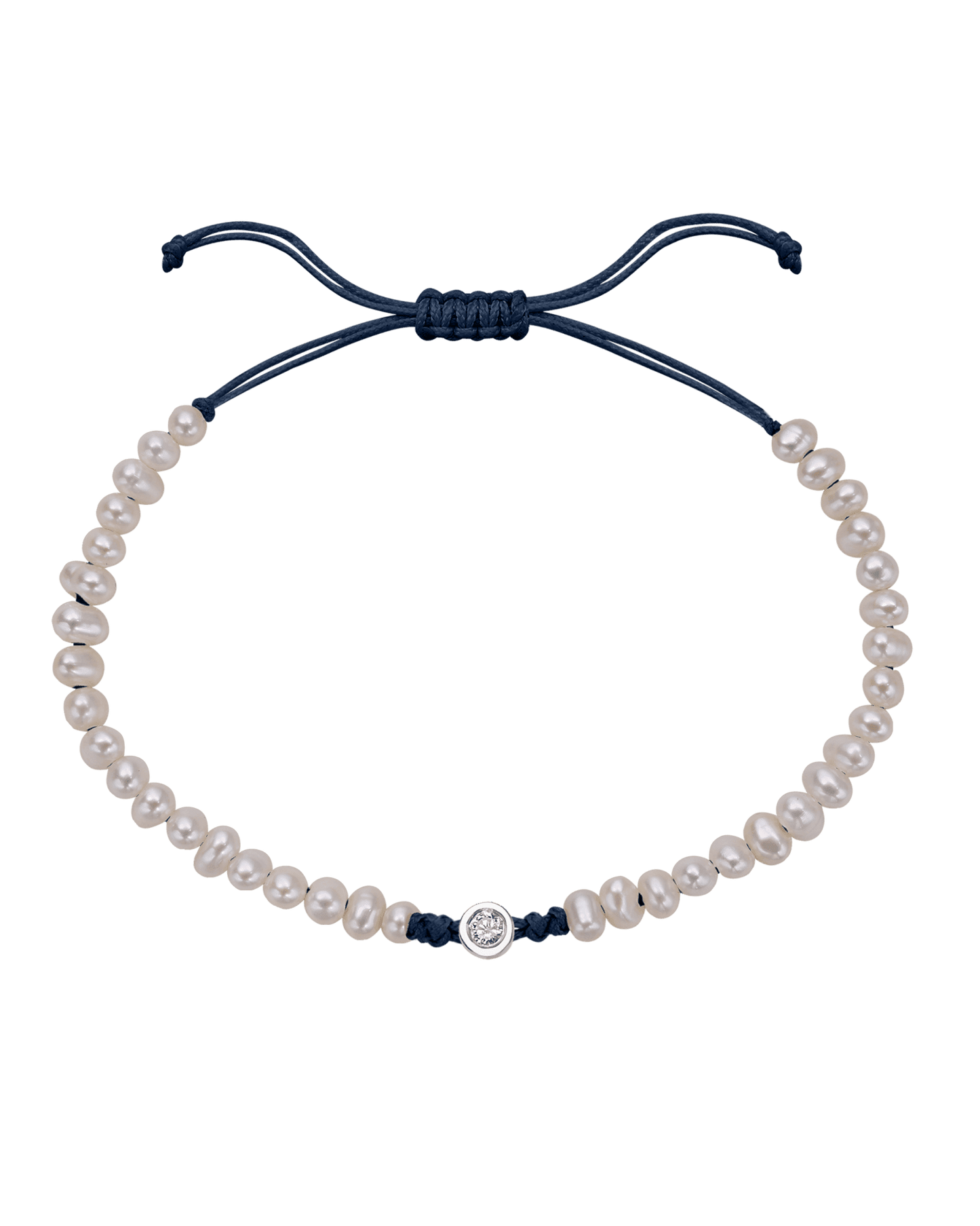 Le String of Love Perles Naturelles - Or Blanc 14 carats Bracelet magal-dev Bleu Marine Small: 0.03 carats