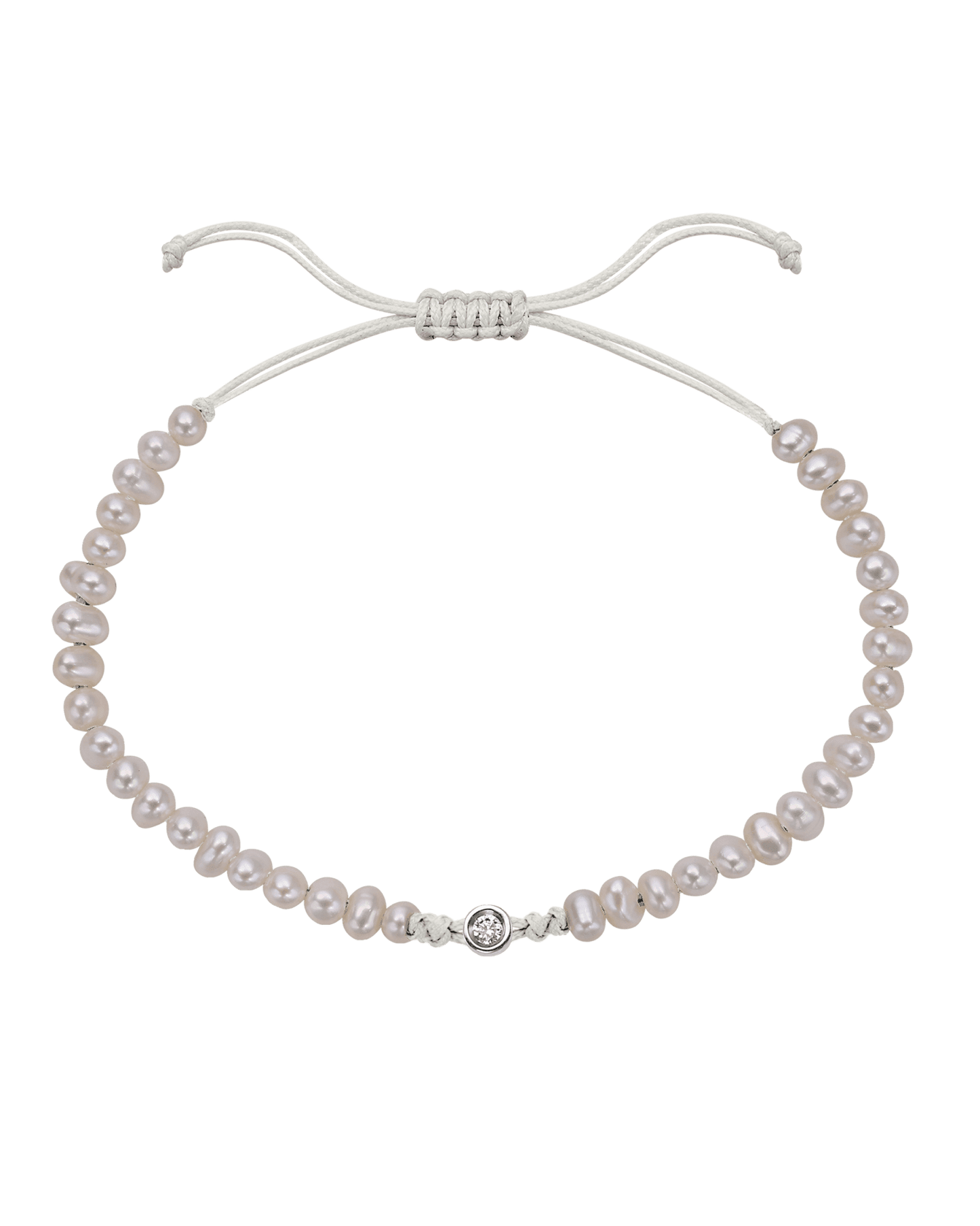 Le String of Love Perles Naturelles - Or Blanc 14 carats Bracelet magal-dev Perle Medium: 0.05 carats