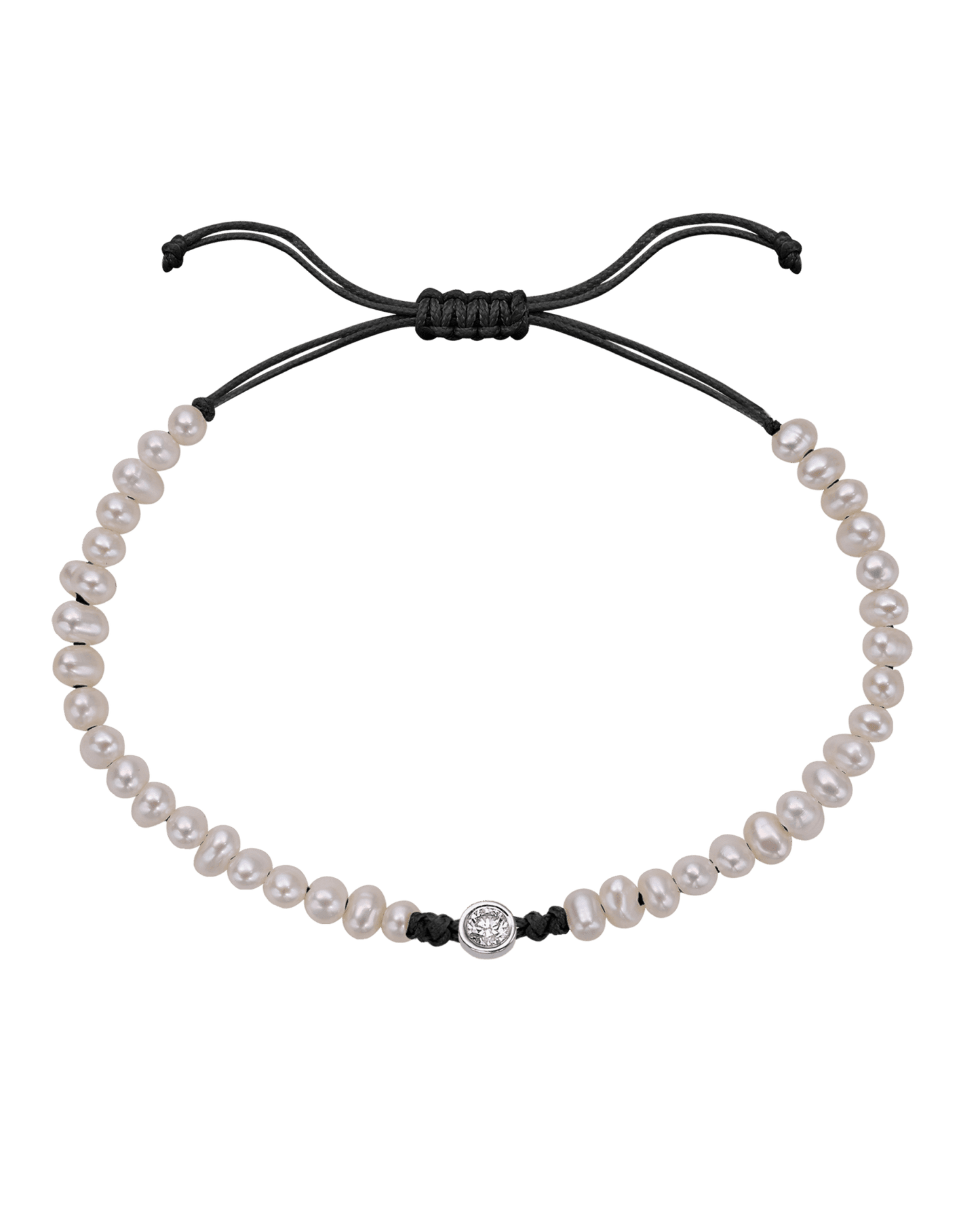 Le String of Love Perles Naturelles - Or Blanc 14 carats Bracelet magal-dev Noir Large: 0.10 carats