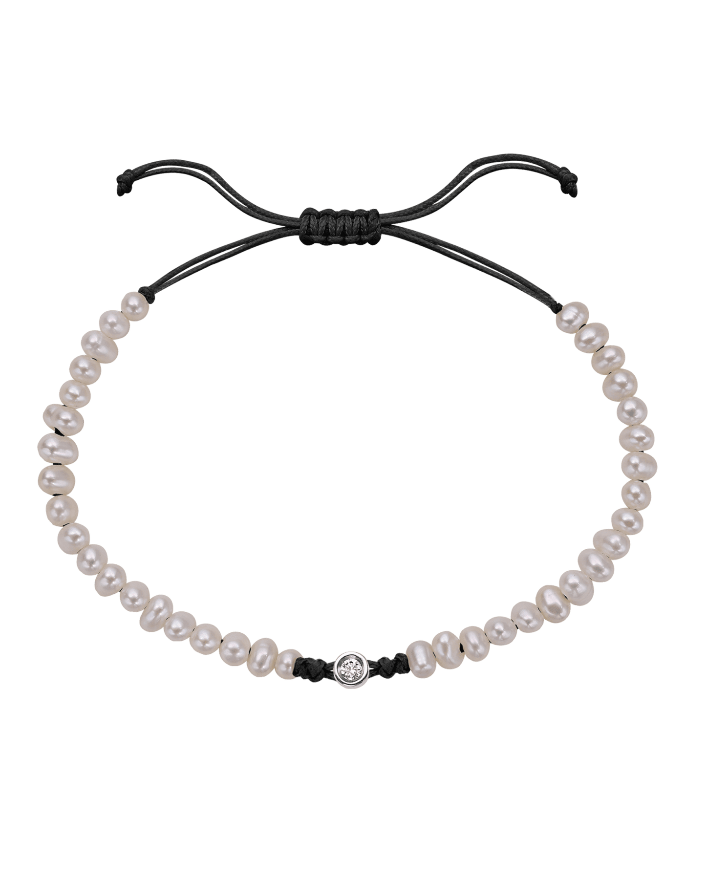 Le String of Love Perles Naturelles - Or Blanc 14 carats Bracelet magal-dev Noir Small: 0.03 carats