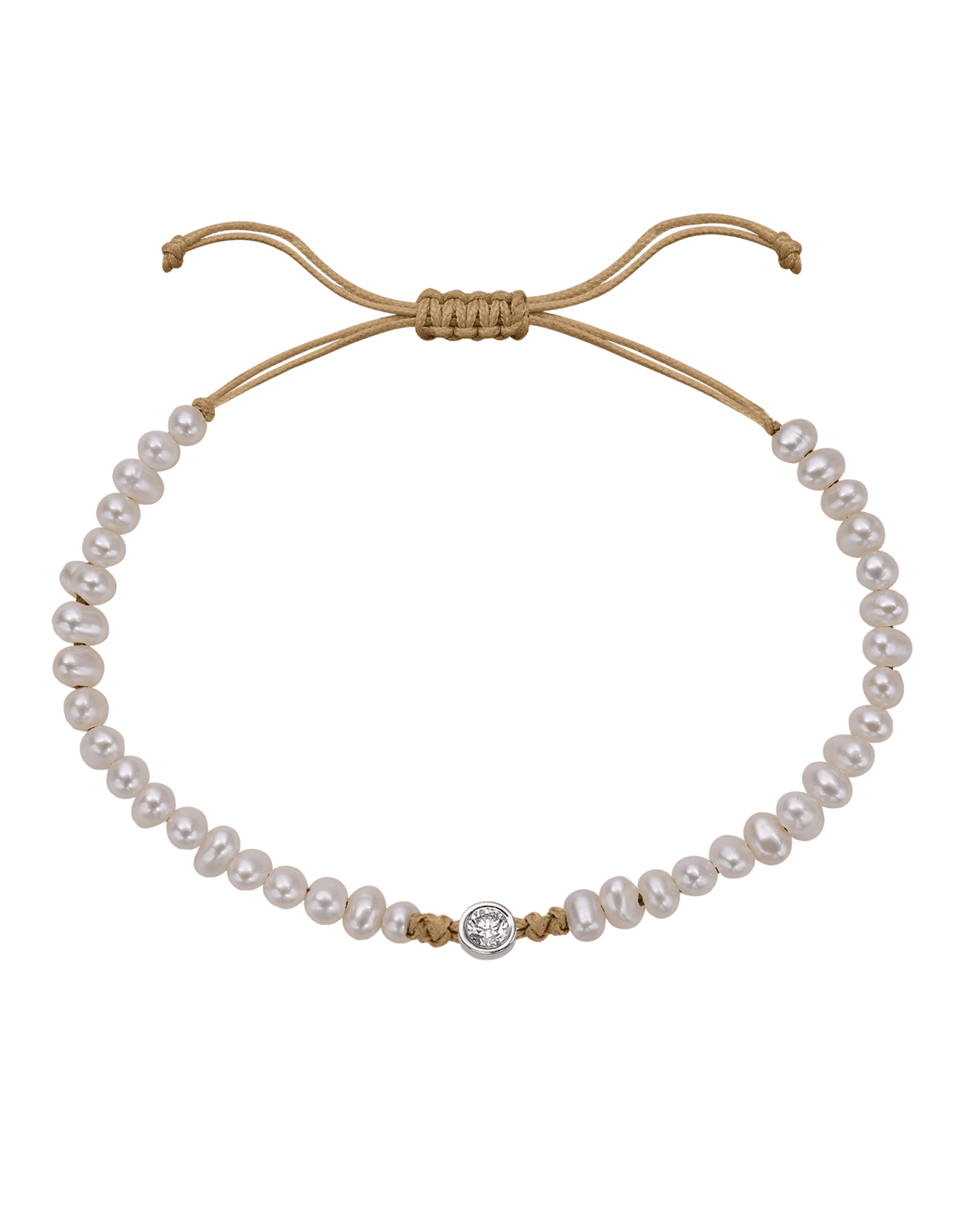Le String of Love Perles Naturelles - Or Blanc 14 carats Bracelet magal-dev Camel Large: 0.10 carats