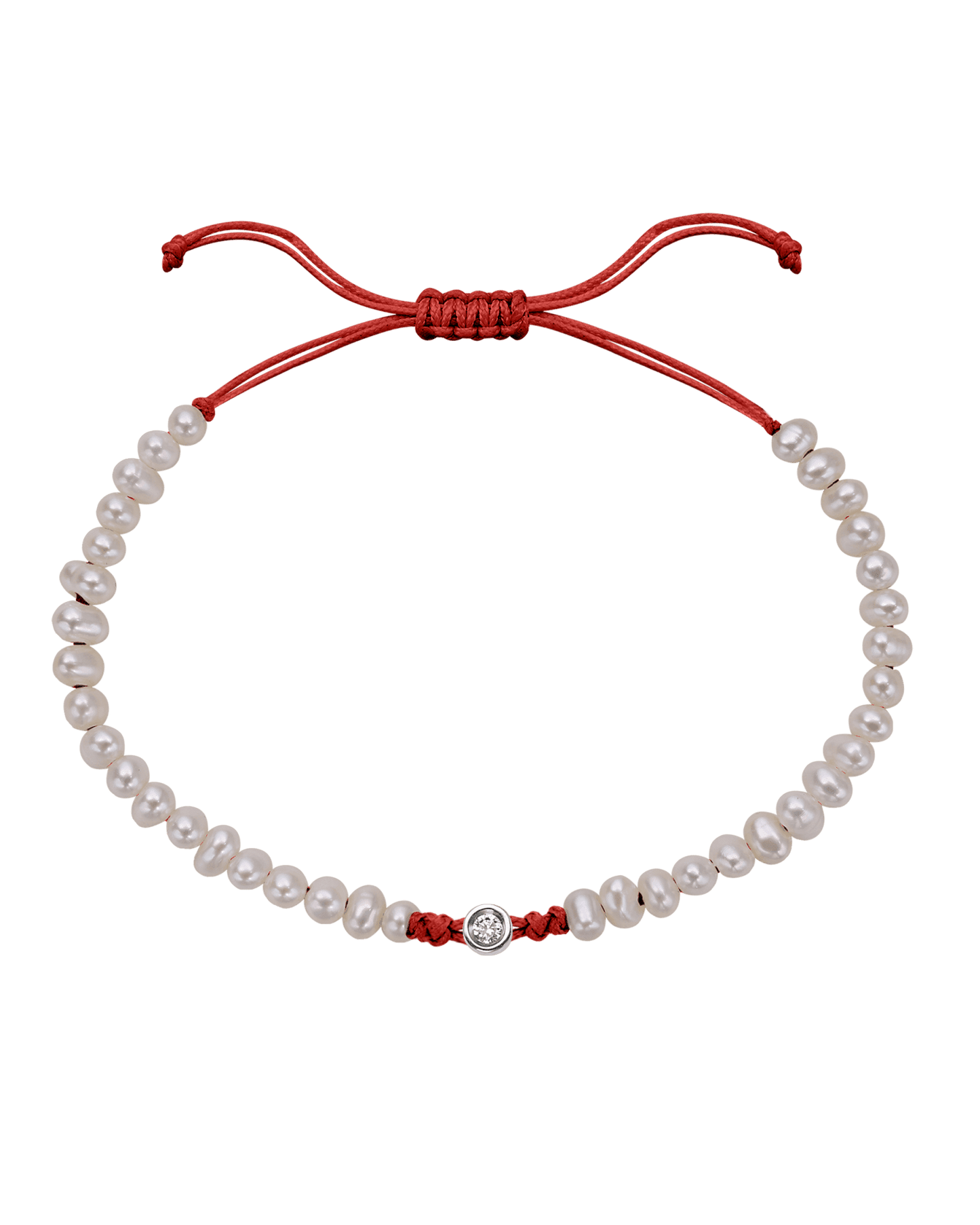 Le String of Love Perles Naturelles - Or Blanc 14 carats Bracelet magal-dev Rouge Small: 0.03 carats