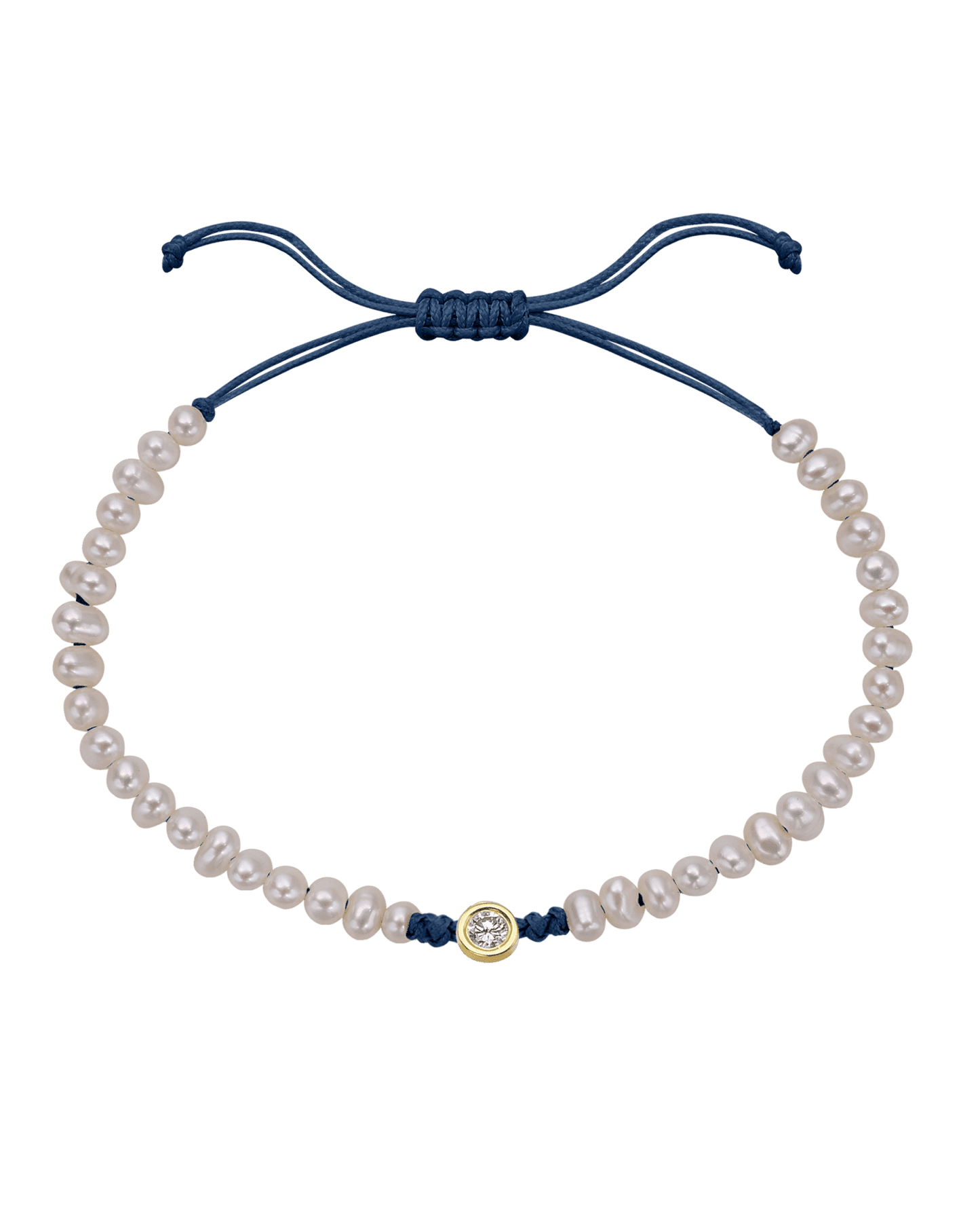 Le String of Love Perles Naturelles - Or Jaune 14 carats Bracelets magal-dev Bleu Indigo Large: 0.10 carats