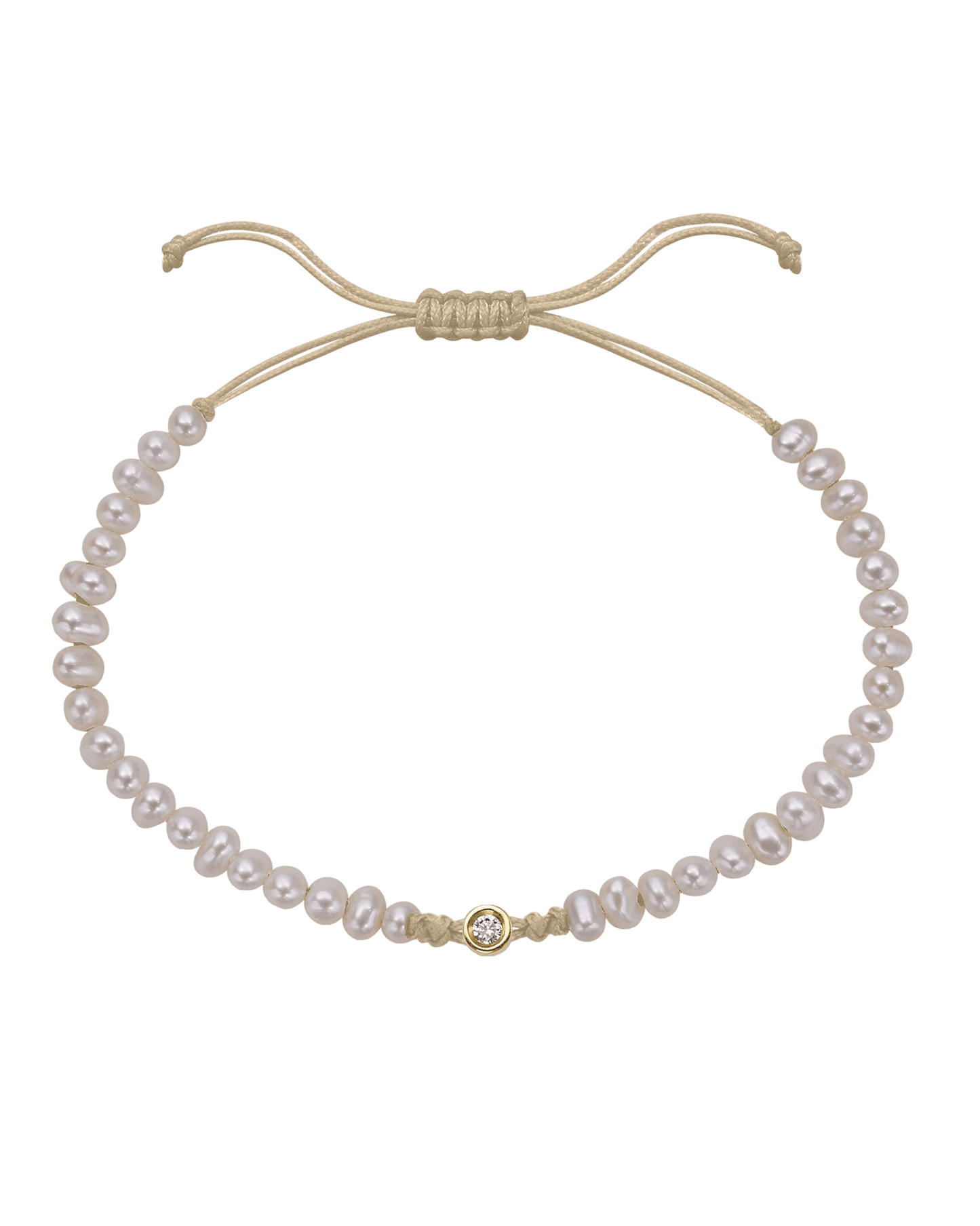 Le String of Love Perles Naturelles - Or Jaune 14 carats Bracelets magal-dev Beige Small: 0.03 carats