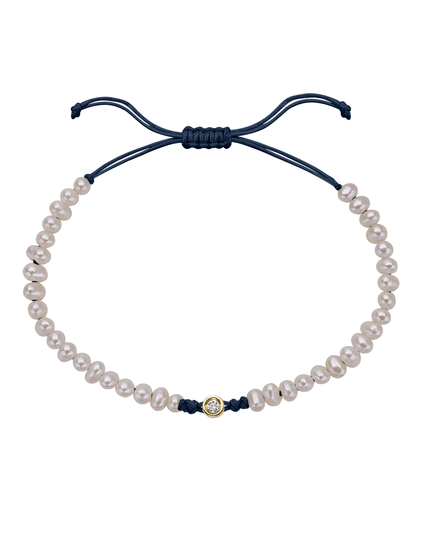 Le String of Love Perles Naturelles - Or Jaune 14 carats Bracelets magal-dev Bleu Marine Small: 0.03 carats