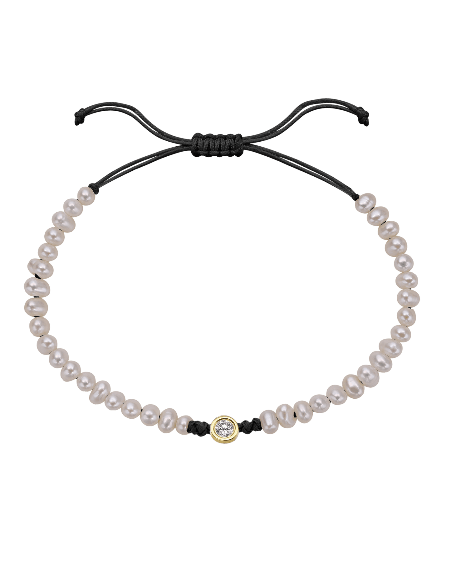 Le String of Love Perles Naturelles - Or Jaune 14 carats Bracelets magal-dev Noir Large: 0.10 carats
