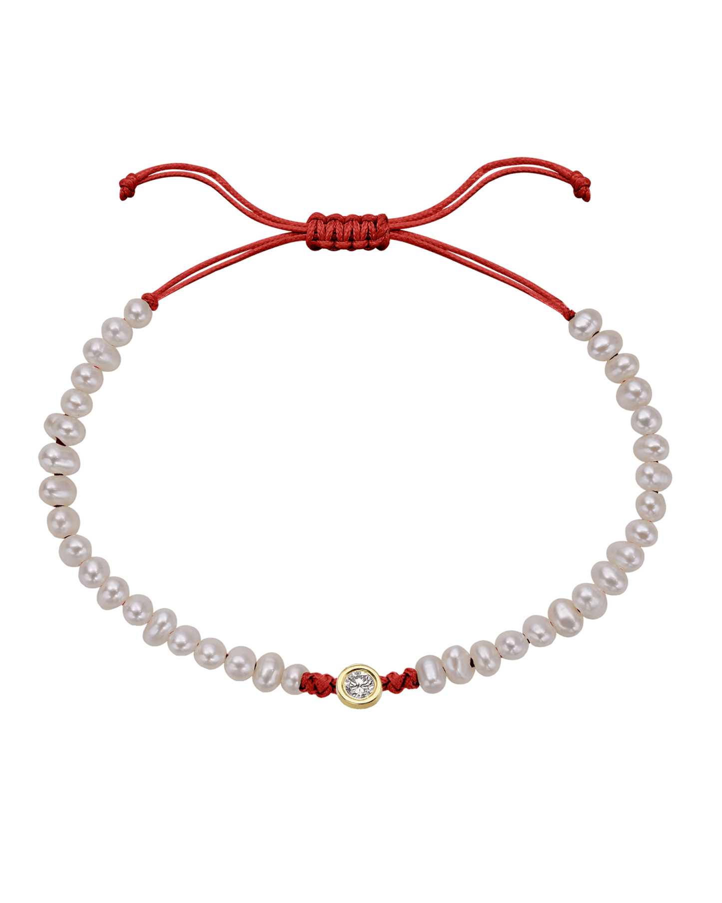 Le String of Love Perles Naturelles - Or Jaune 14 carats Bracelets magal-dev Rouge Large: 0.10 carats