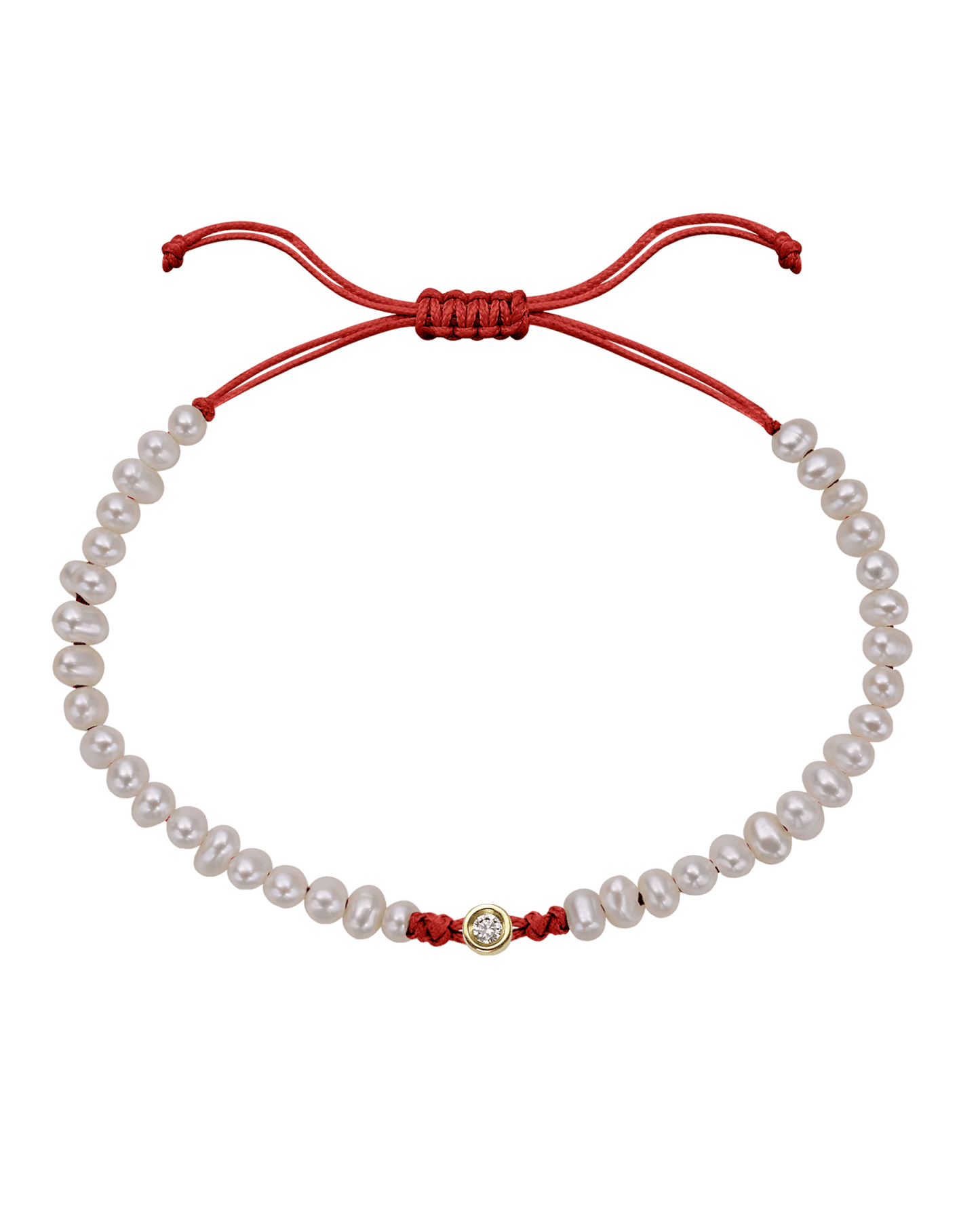 Le String of Love Perles Naturelles - Or Jaune 14 carats Bracelets magal-dev Rouge Small: 0.03 carats