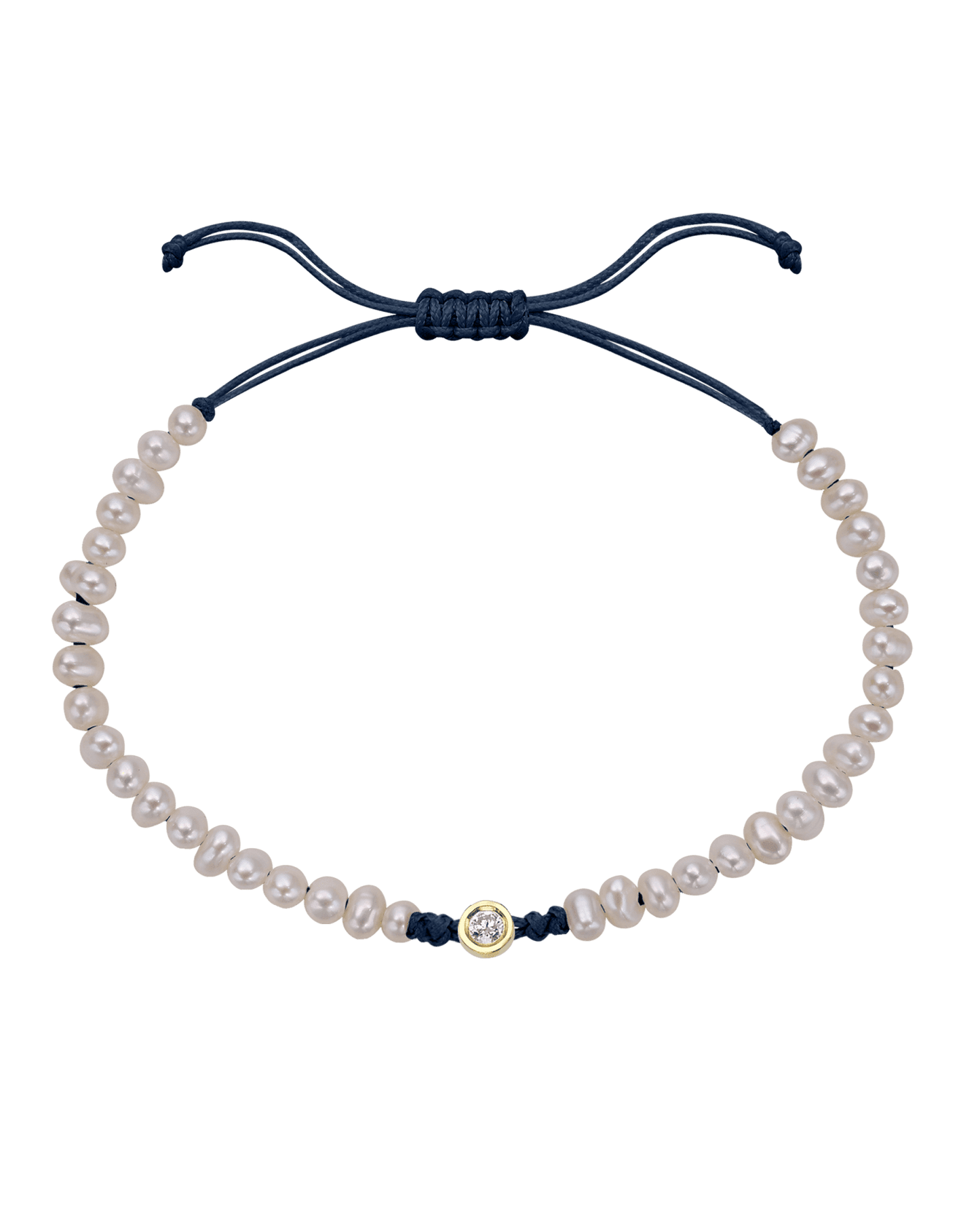 Le String of Love Perles Naturelles - Or Jaune 14 carats Bracelets magal-dev Bleu Marine Medium: 0.05 carats