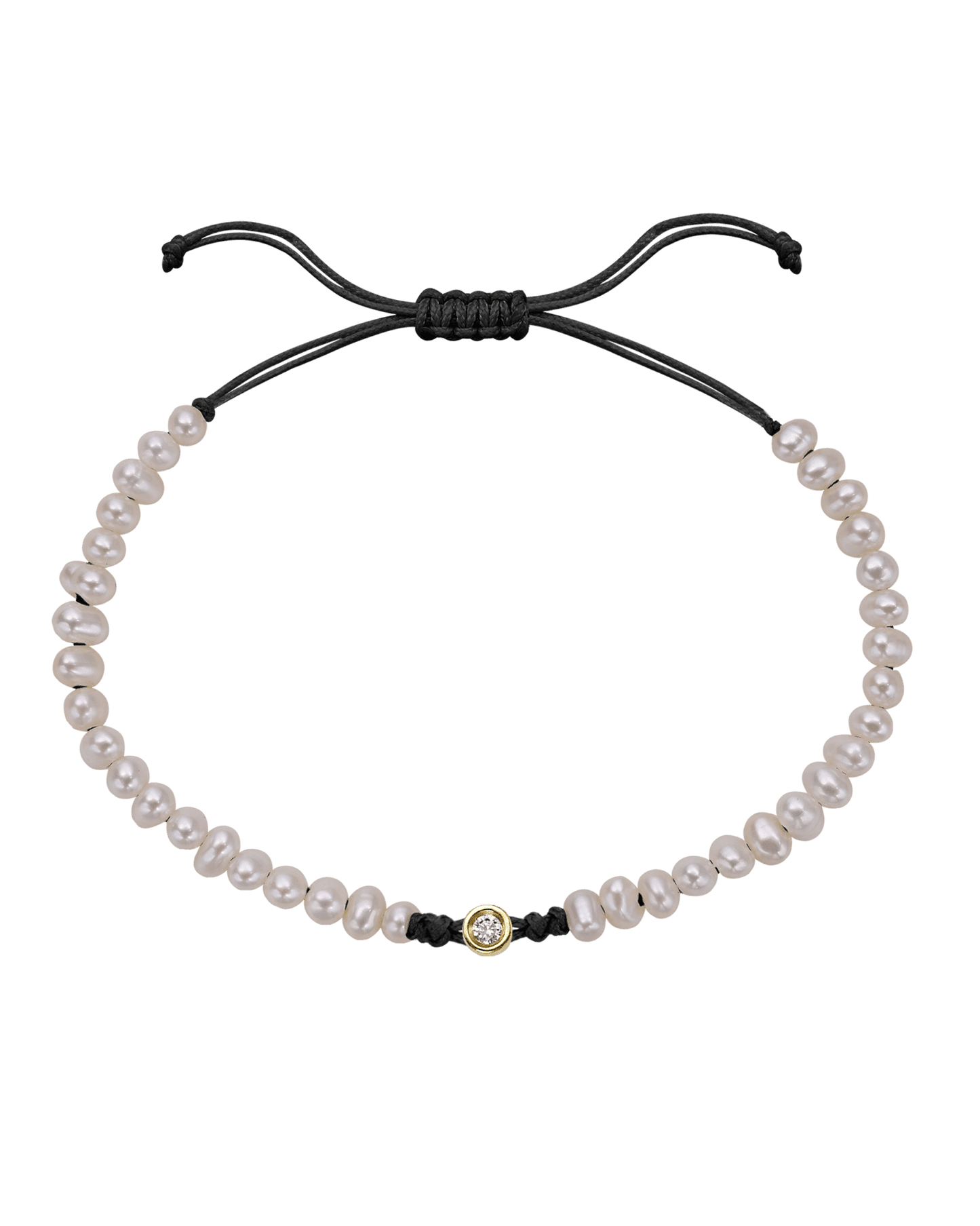 Le String of Love Perles Naturelles - Or Jaune 14 carats Bracelets magal-dev Noir Small: 0.03 carats
