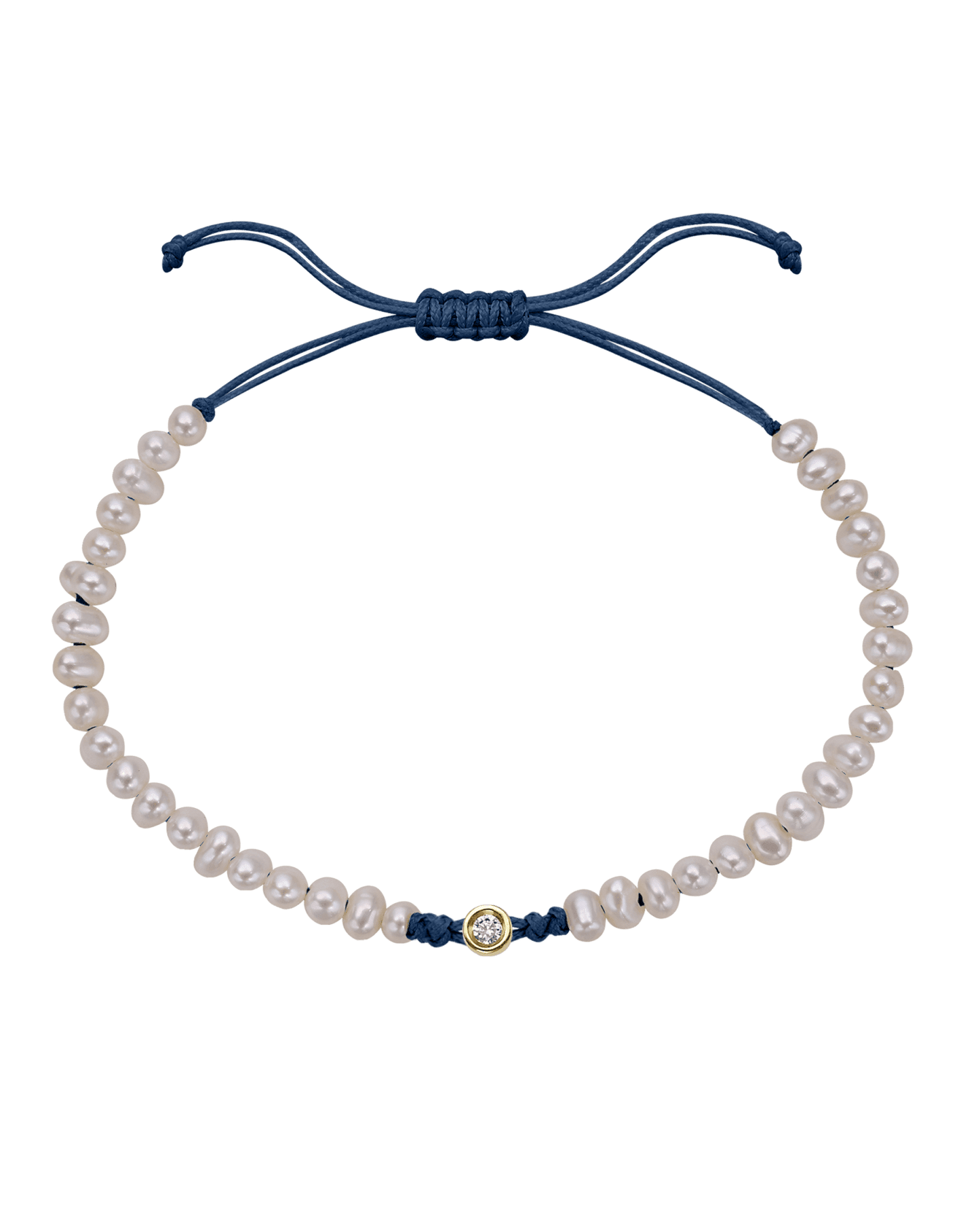 Le String of Love Perles Naturelles - Or Jaune 14 carats Bracelets magal-dev Bleu Indigo Small: 0.03 carats
