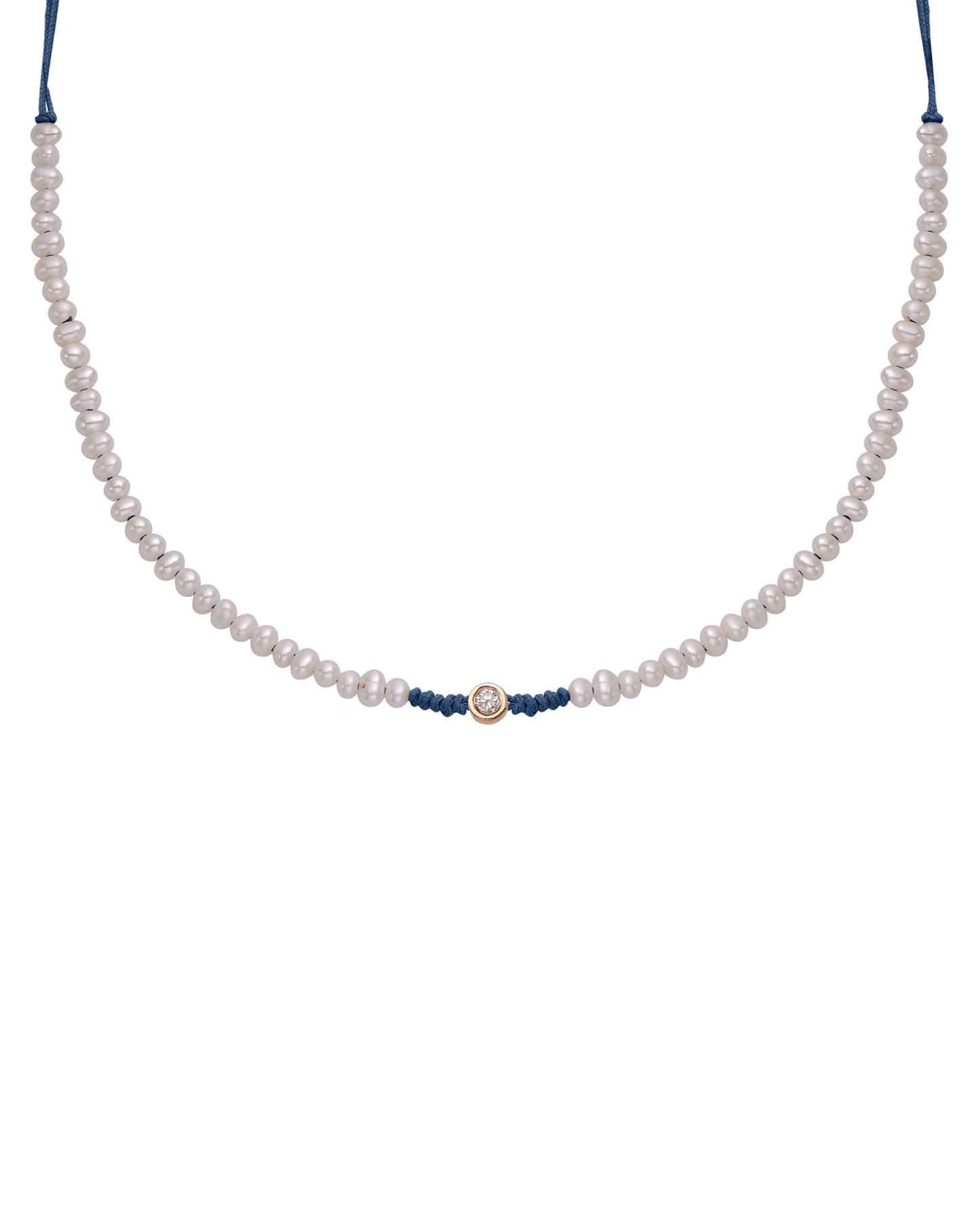 Collier String of Love Perles Naturelles - Or Rose 14 carats Necklaces 14K Solid Gold Bleu Indigo Medium: 0.05 carats