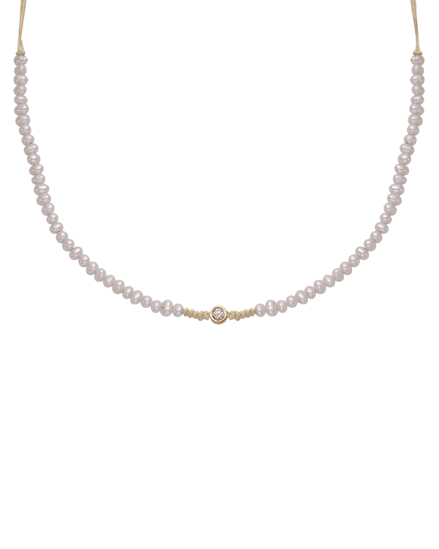 Collier String of Love Perles Naturelles - Or Rose 14 carats Necklaces 14K Solid Gold Beige Medium: 0.05 carats