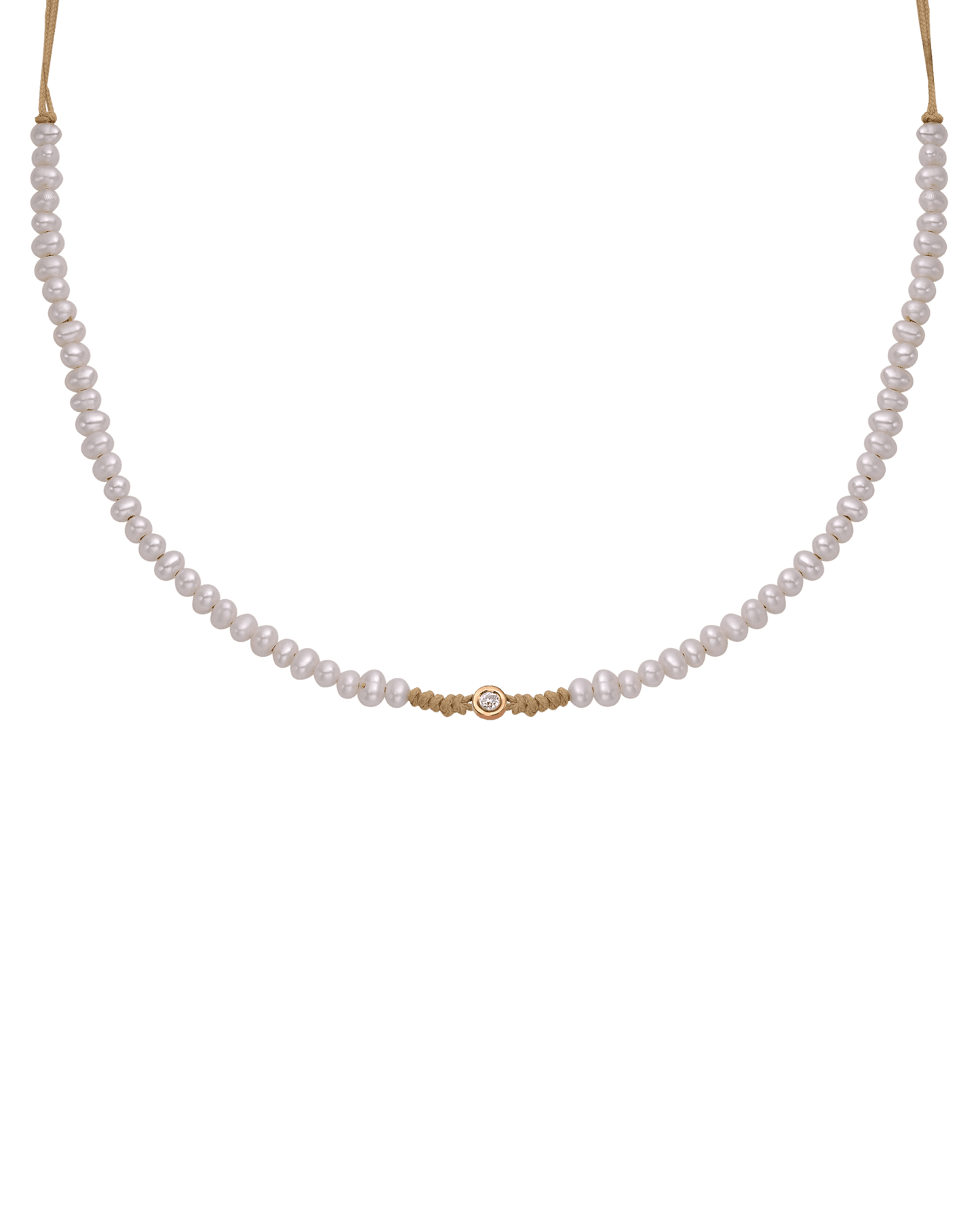 Collier String of Love Perles Naturelles - Or Rose 14 carats Necklaces 14K Solid Gold Camel Small: 0.03 carats