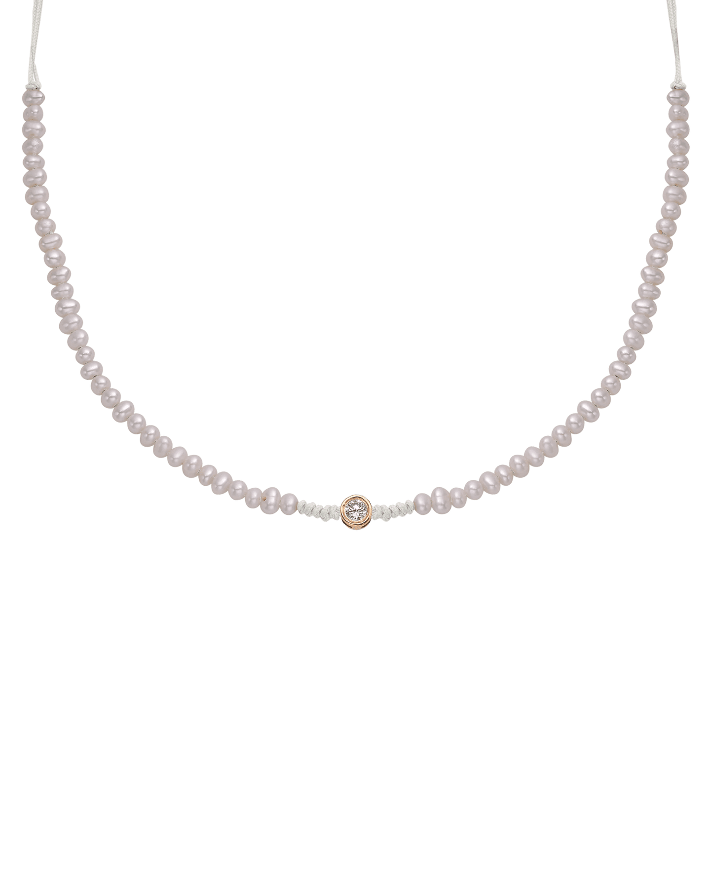 Collier String of Love Perles Naturelles - Or Rose 14 carats Necklaces 14K Solid Gold Perle Large: 0.10 carats