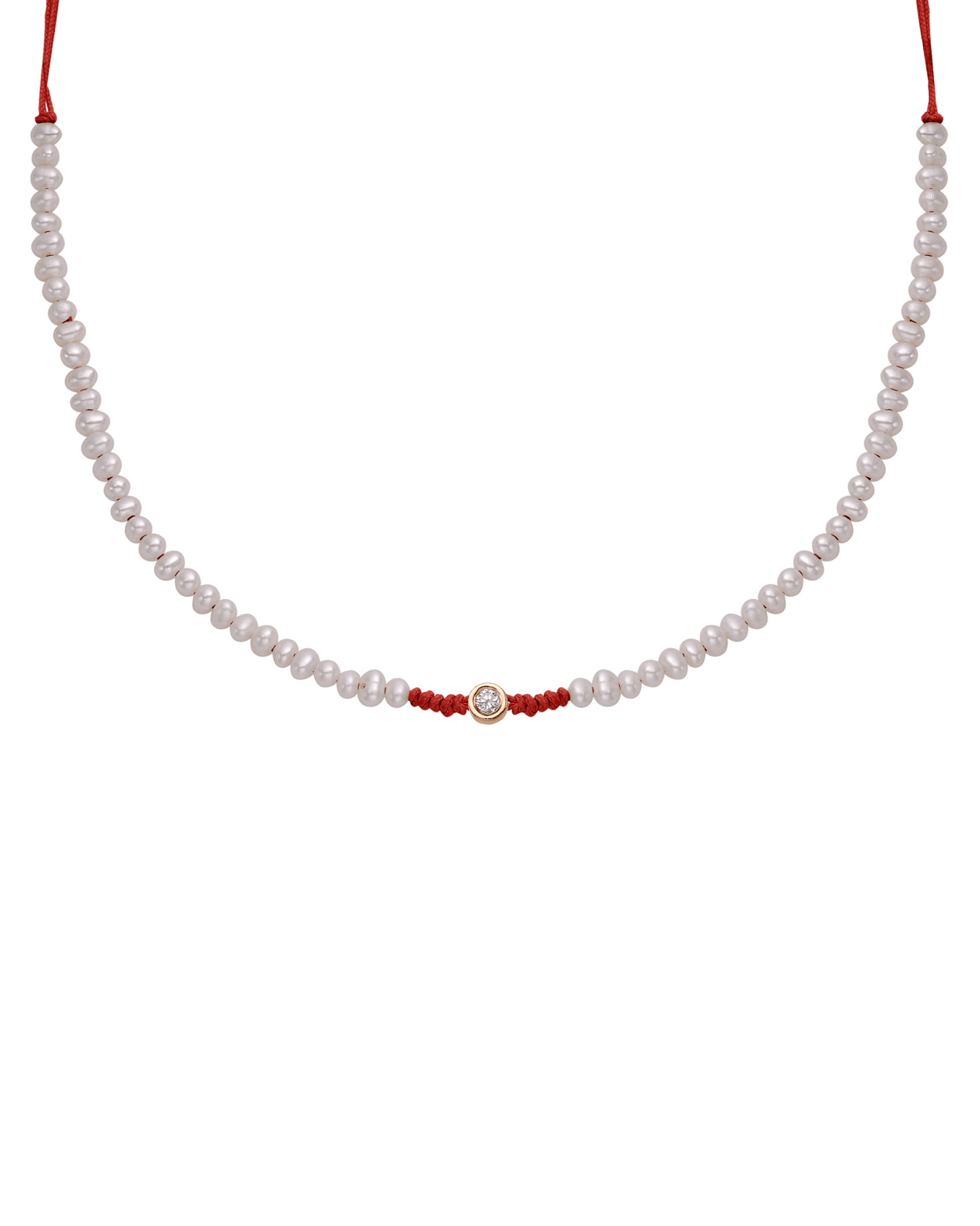 Collier String of Love Perles Naturelles - Or Rose 14 carats Necklaces 14K Solid Gold Rouge Medium: 0.05 carats