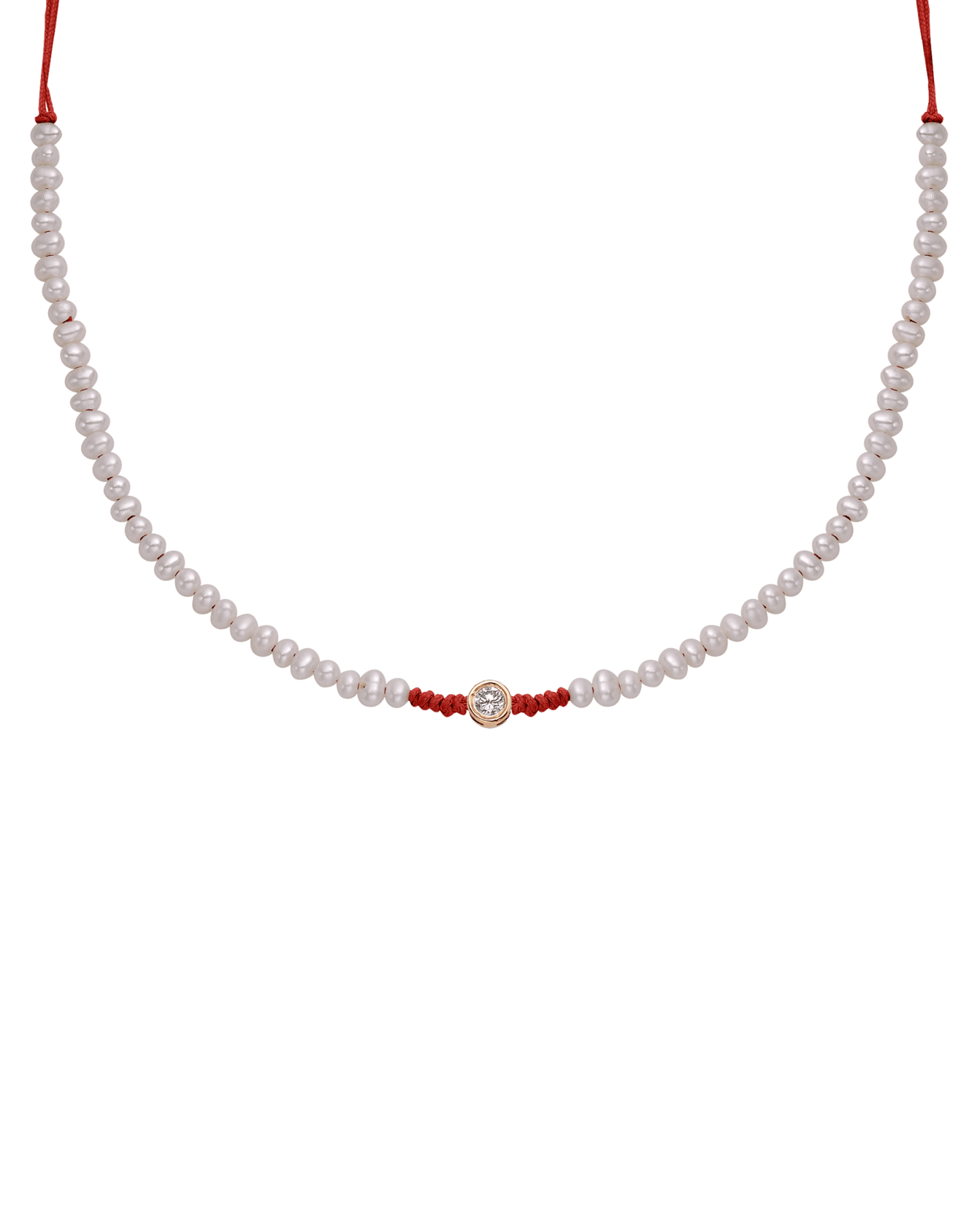 Collier String of Love Perles Naturelles - Or Rose 14 carats Necklaces 14K Solid Gold Rouge Large: 0.10 carats