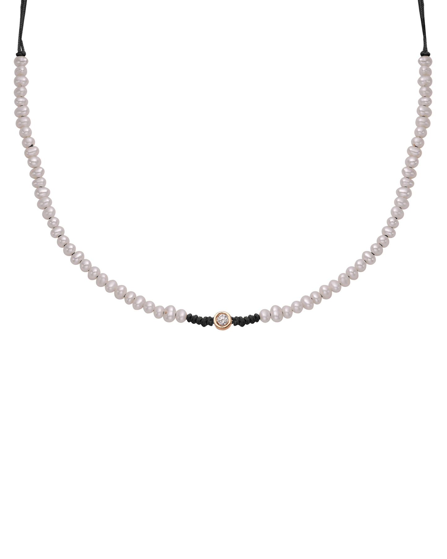 Collier String of Love Perles Naturelles - Or Rose 14 carats Necklaces 14K Solid Gold Noir Medium: 0.05 carats
