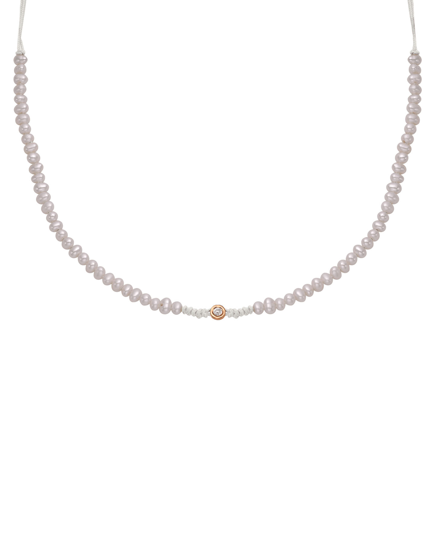 Collier String of Love Perles Naturelles - Or Rose 14 carats Necklaces 14K Solid Gold Perle Small: 0.03 carats