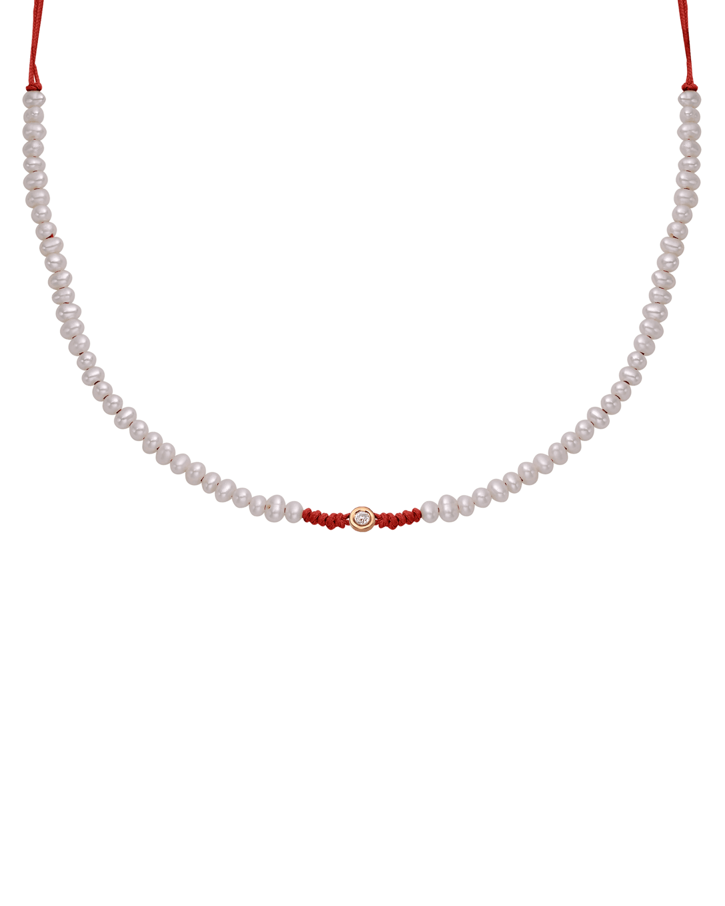 Collier String of Love Perles Naturelles - Or Rose 14 carats Necklaces 14K Solid Gold Rouge Small: 0.03 carats