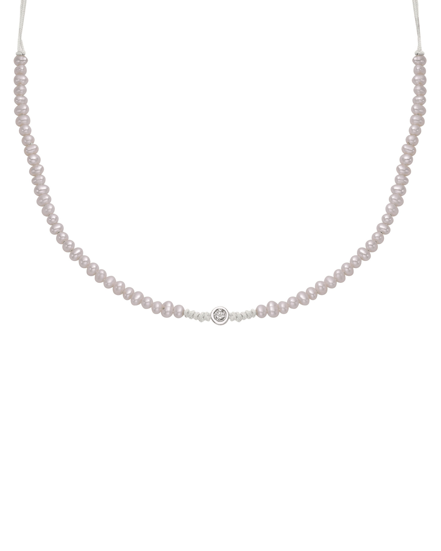 Collier String of Love Perles Naturelles - Or Blanc 14 carats Necklaces 14K Solid Gold Perle Medium: 0.05 carats