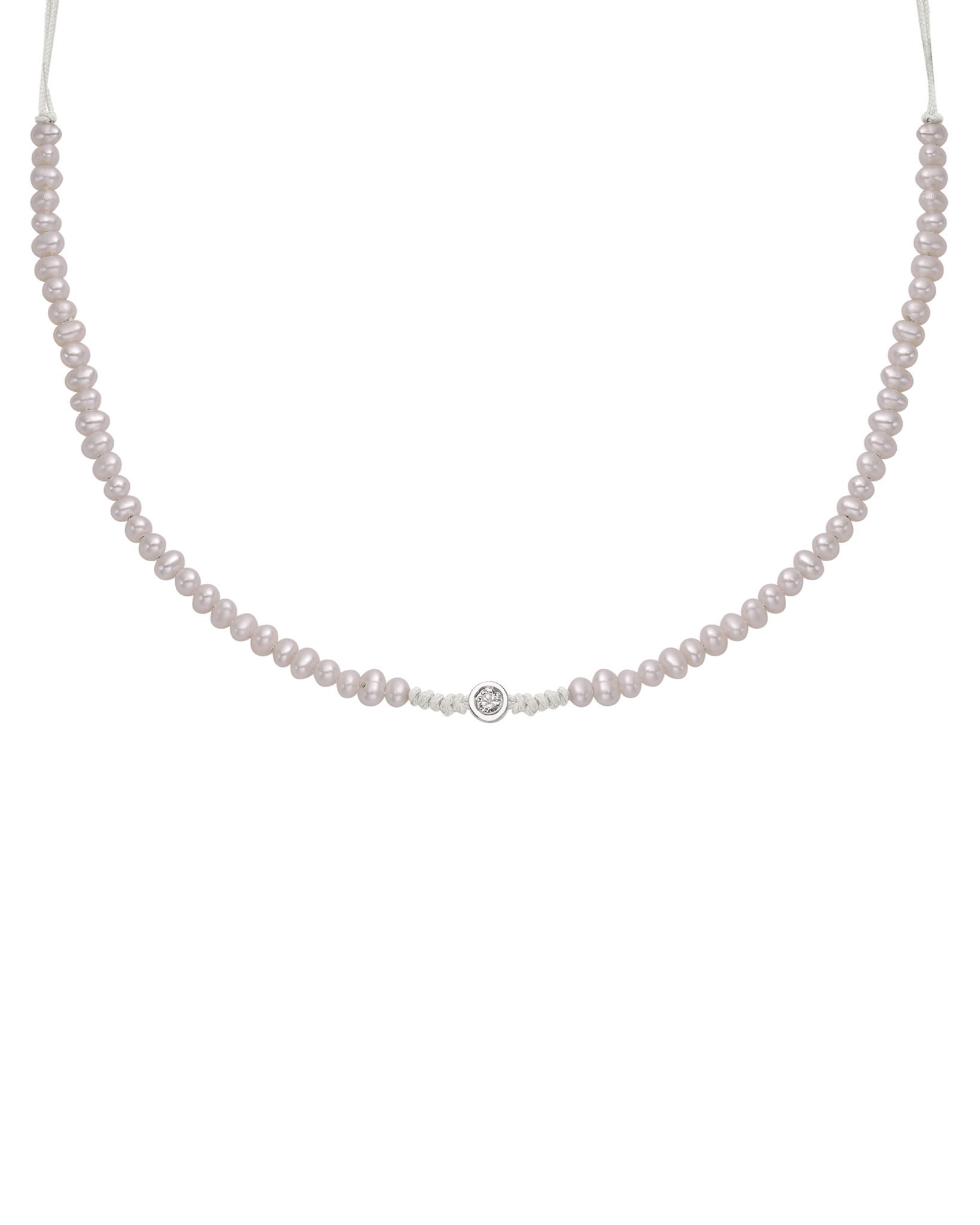 Collier String of Love Perles Naturelles - Or Blanc 14 carats Necklaces 14K Solid Gold Perle Medium: 0.05 carats