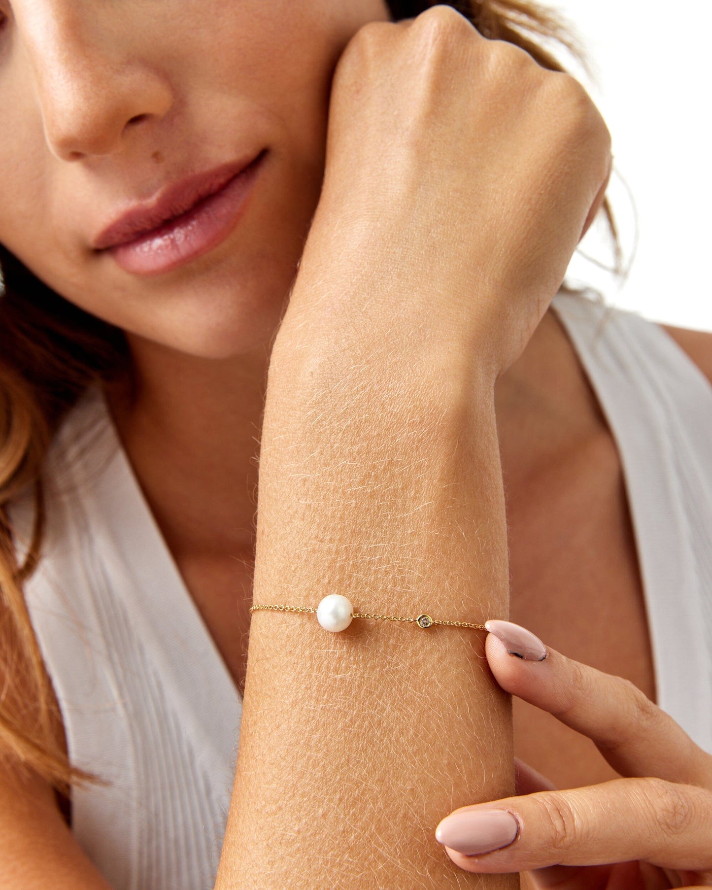 Bracelet Perles Naturelles & Diamant - Or Rose 14 carats Bracelets magal-dev