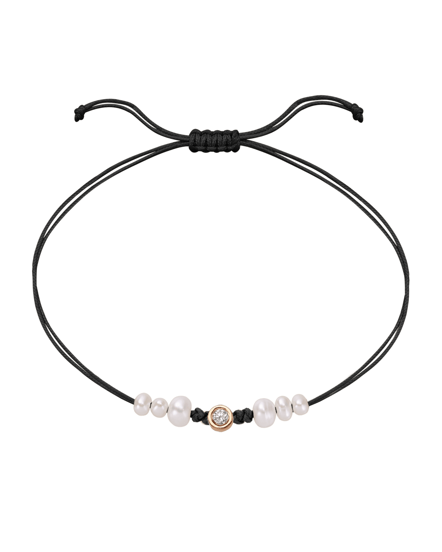 Le String of Love 6 Perles Naturelles - Or Rose 14 carats Bracelet 14K Solid Gold Noir Medium: 0.05 carats