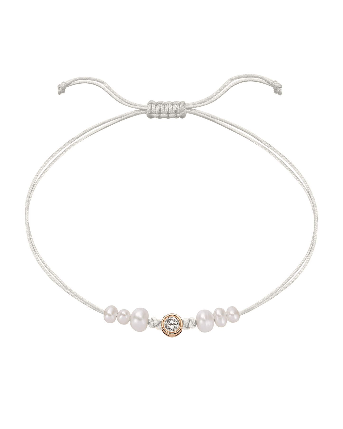 Le String of Love 6 Perles Naturelles - Or Rose 14 carats Bracelet 14K Solid Gold Perle Large: 0.10 carats