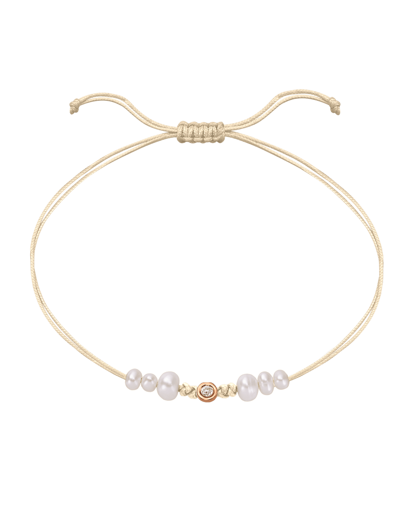 Le String of Love 6 Perles Naturelles - Or Rose 14 carats Bracelet 14K Solid Gold Beige Small: 0.03 carats