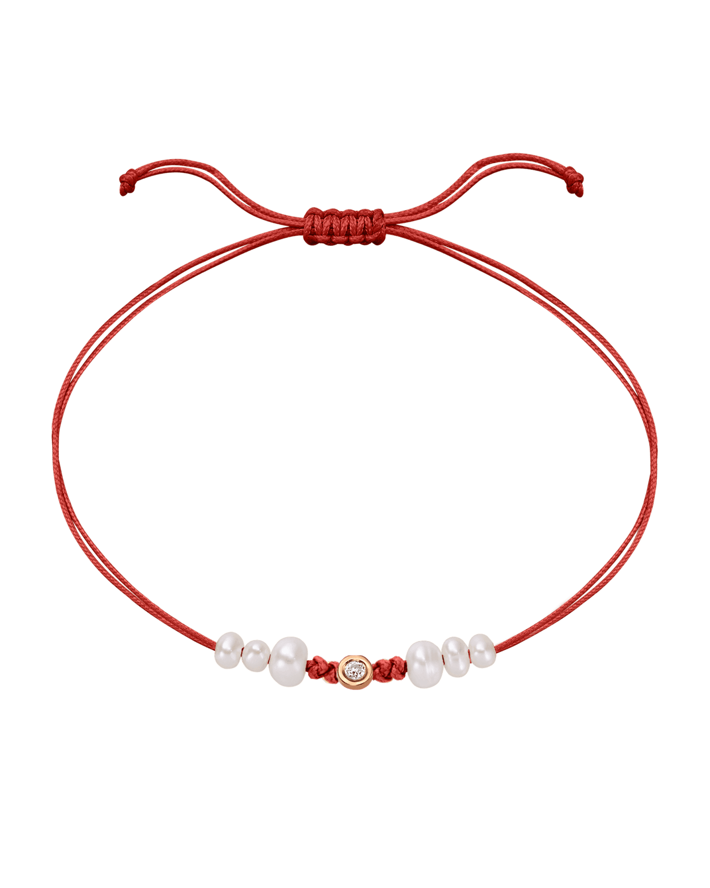Le String of Love 6 Perles Naturelles - Or Rose 14 carats Bracelet 14K Solid Gold Rouge Small: 0.03 carats