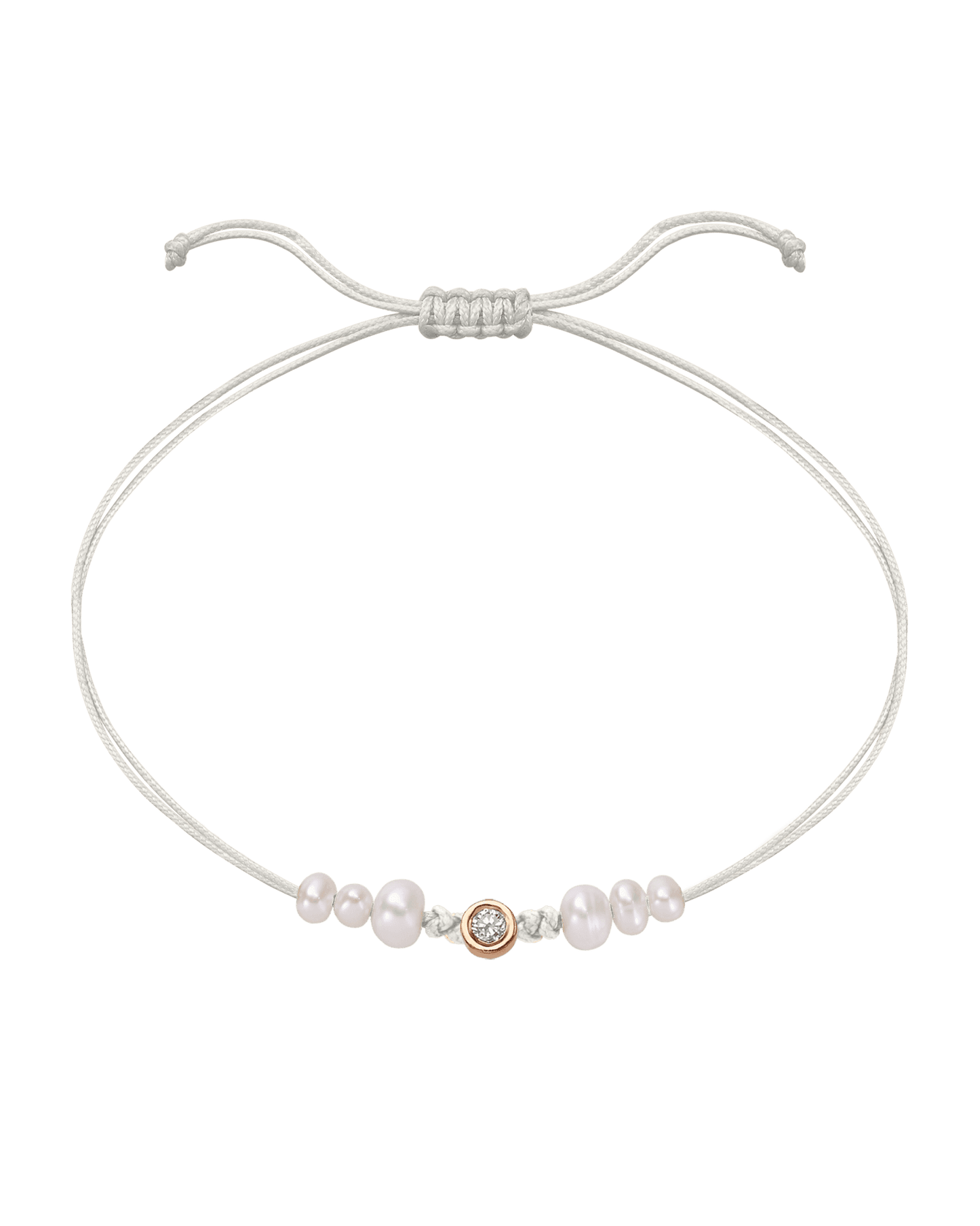 Le String of Love 6 Perles Naturelles - Or Rose 14 carats Bracelet 14K Solid Gold Perle Medium: 0.05 carats
