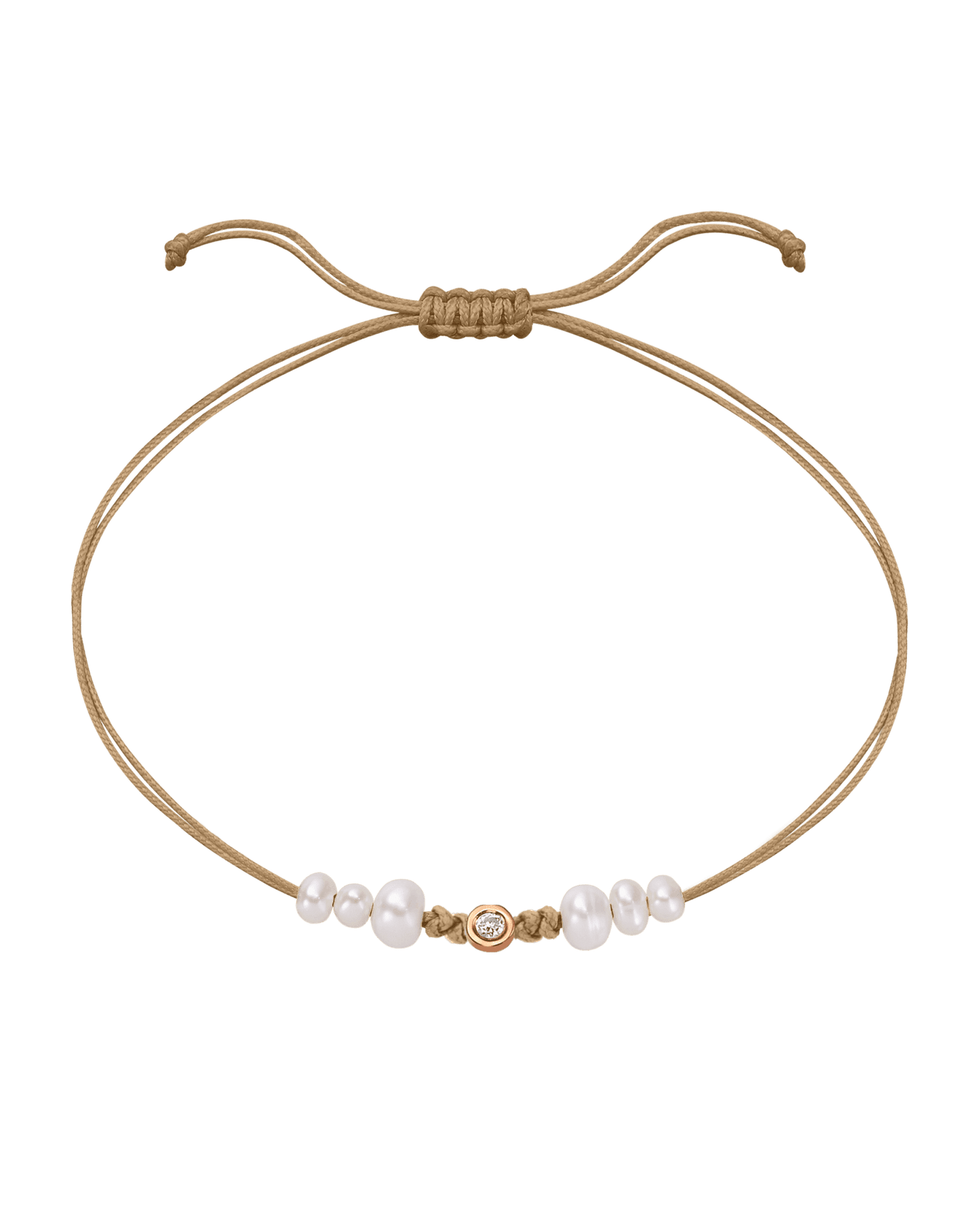 Le String of Love 6 Perles Naturelles - Or Rose 14 carats Bracelet 14K Solid Gold Camel Small: 0.03 carats