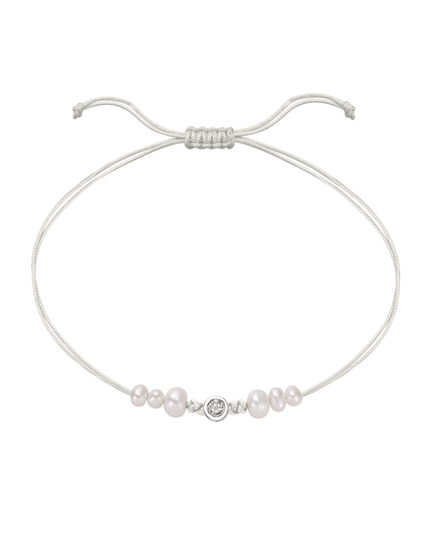Le String of Love 6 Perles Naturelles - Or Blanc 14 carats Bracelet 14K Solid Gold Perle Medium: 0.05 carats