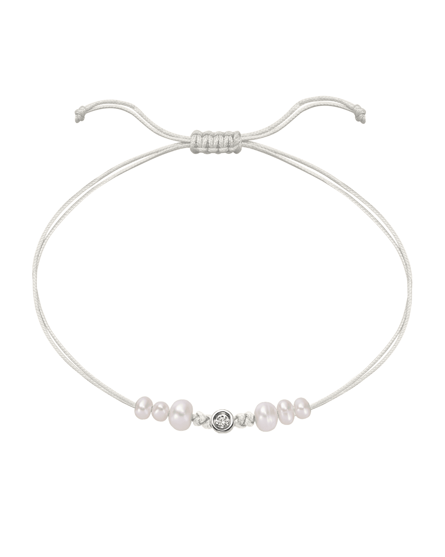 Le String of Love 6 Perles Naturelles - Or Blanc 14 carats Bracelet 14K Solid Gold Perle Small: 0.03 carats