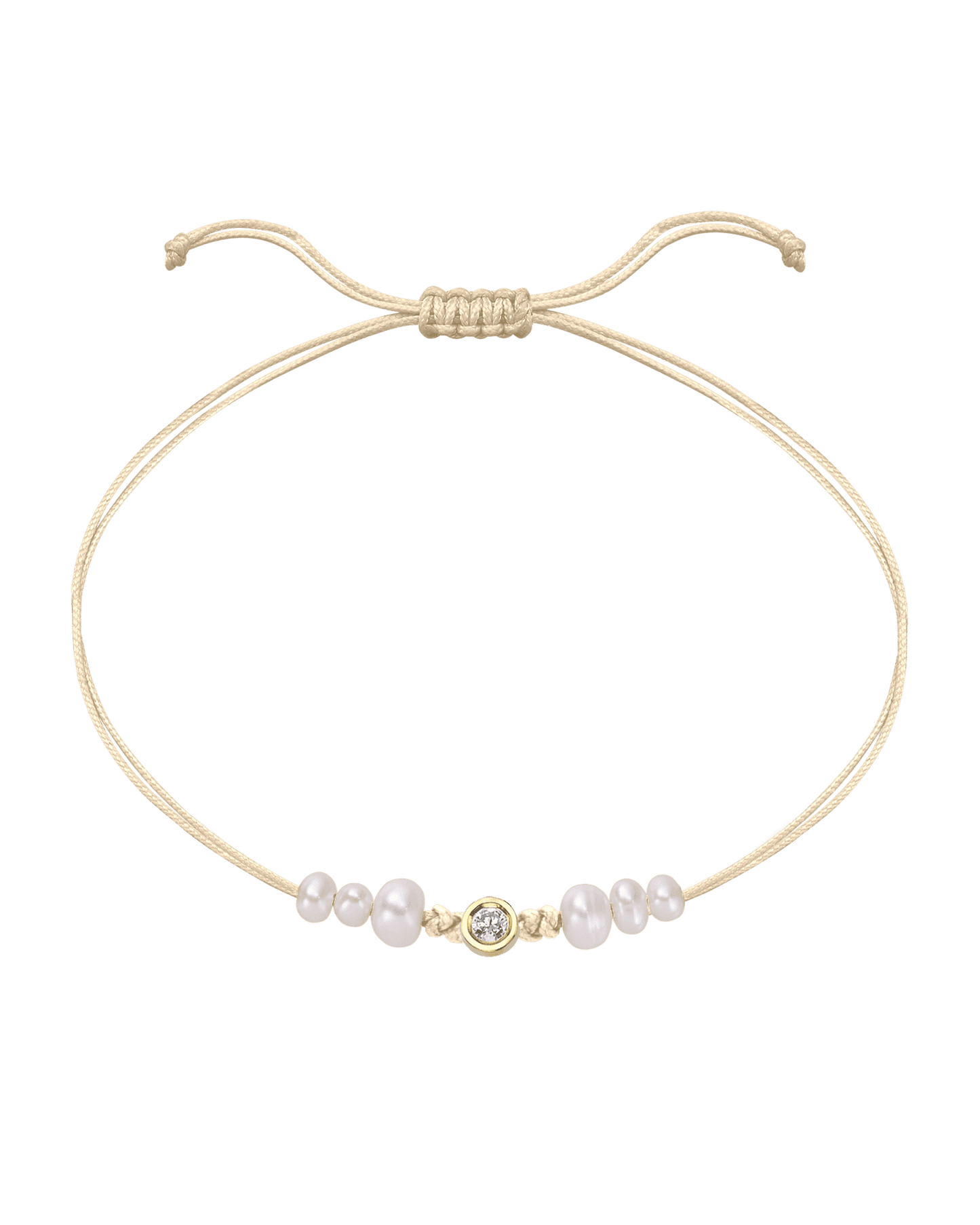 Le String of Love 6 Perles Naturelles - Or Jaune 14 carats Bracelet 14K Solid Gold Beige Medium: 0.05 carats