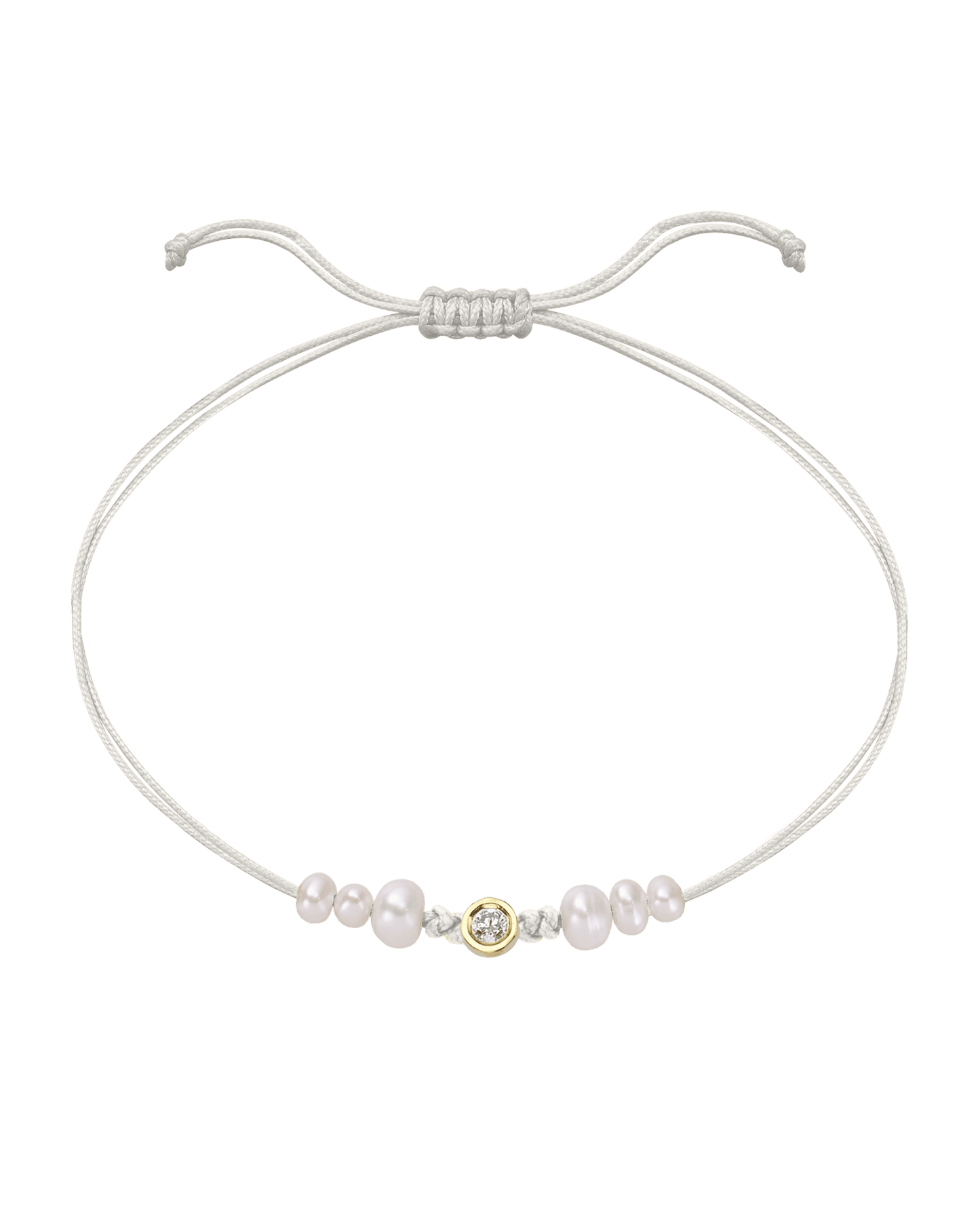 Le String of Love 6 Perles Naturelles - Or Jaune 14 carats Bracelet 14K Solid Gold Perle Medium: 0.05 carats