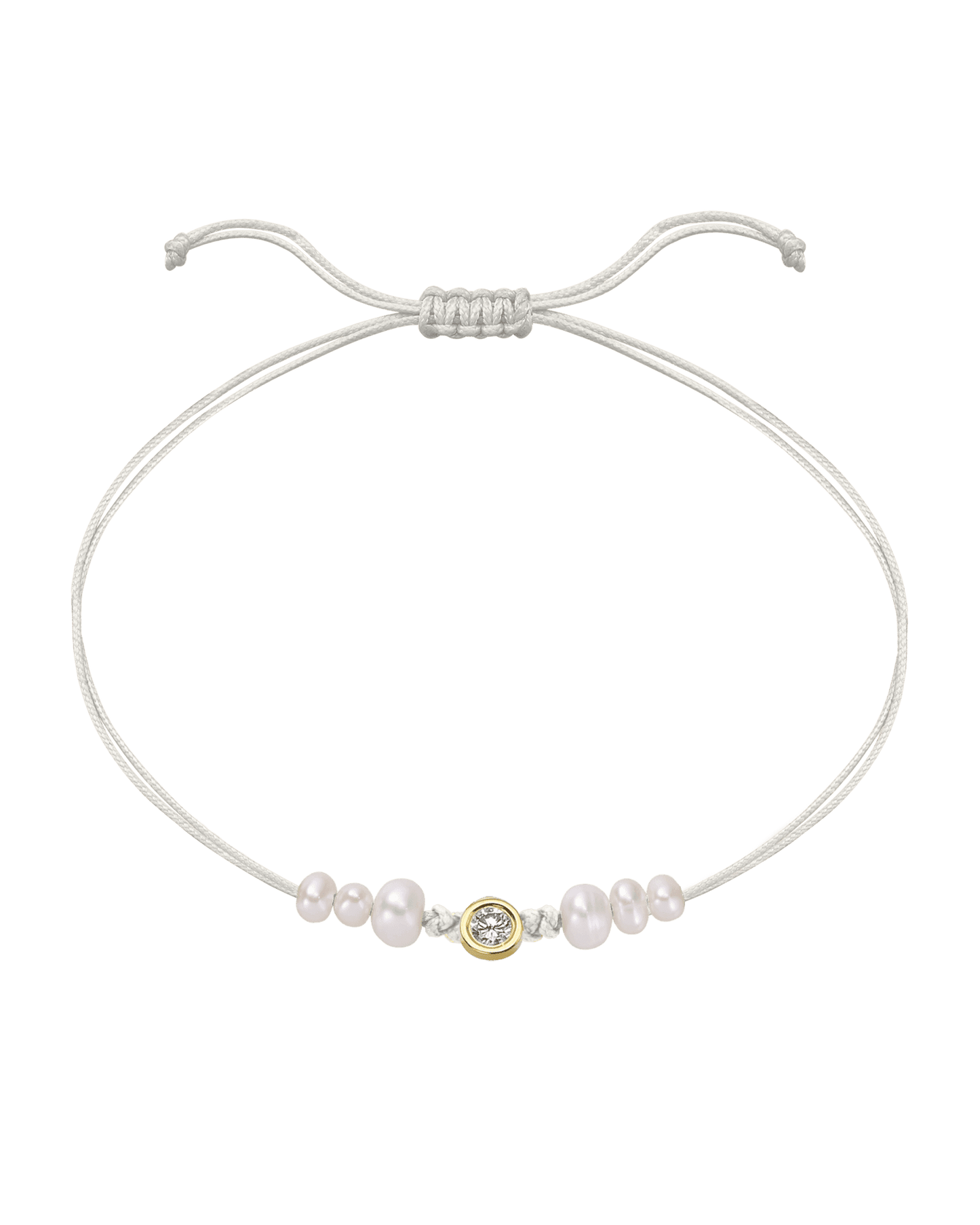 Le String of Love 6 Perles Naturelles - Or Jaune 14 carats Bracelet 14K Solid Gold Perle Large: 0.10 carats
