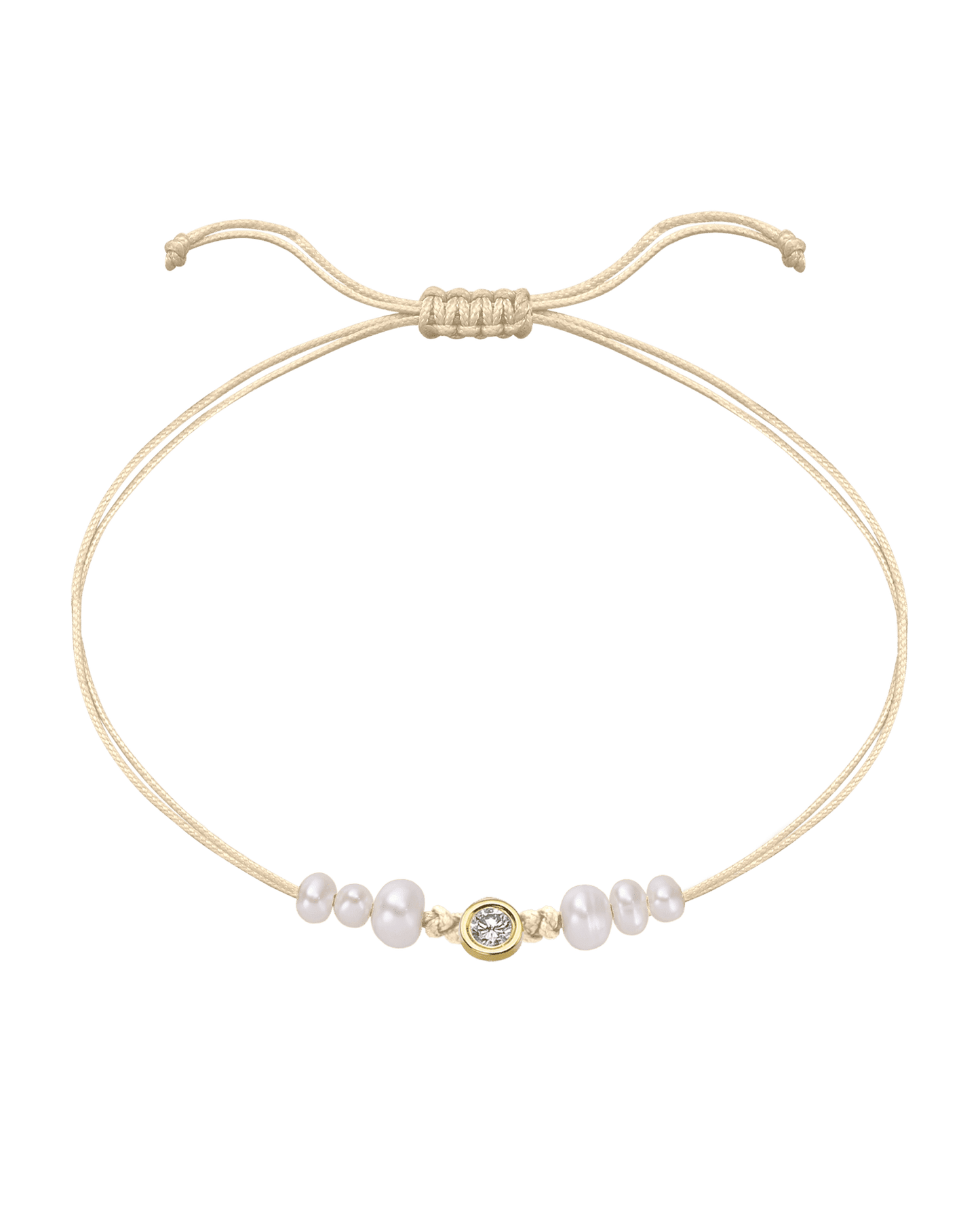 Le String of Love 6 Perles Naturelles - Or Jaune 14 carats Bracelet 14K Solid Gold Beige Large: 0.10 carats