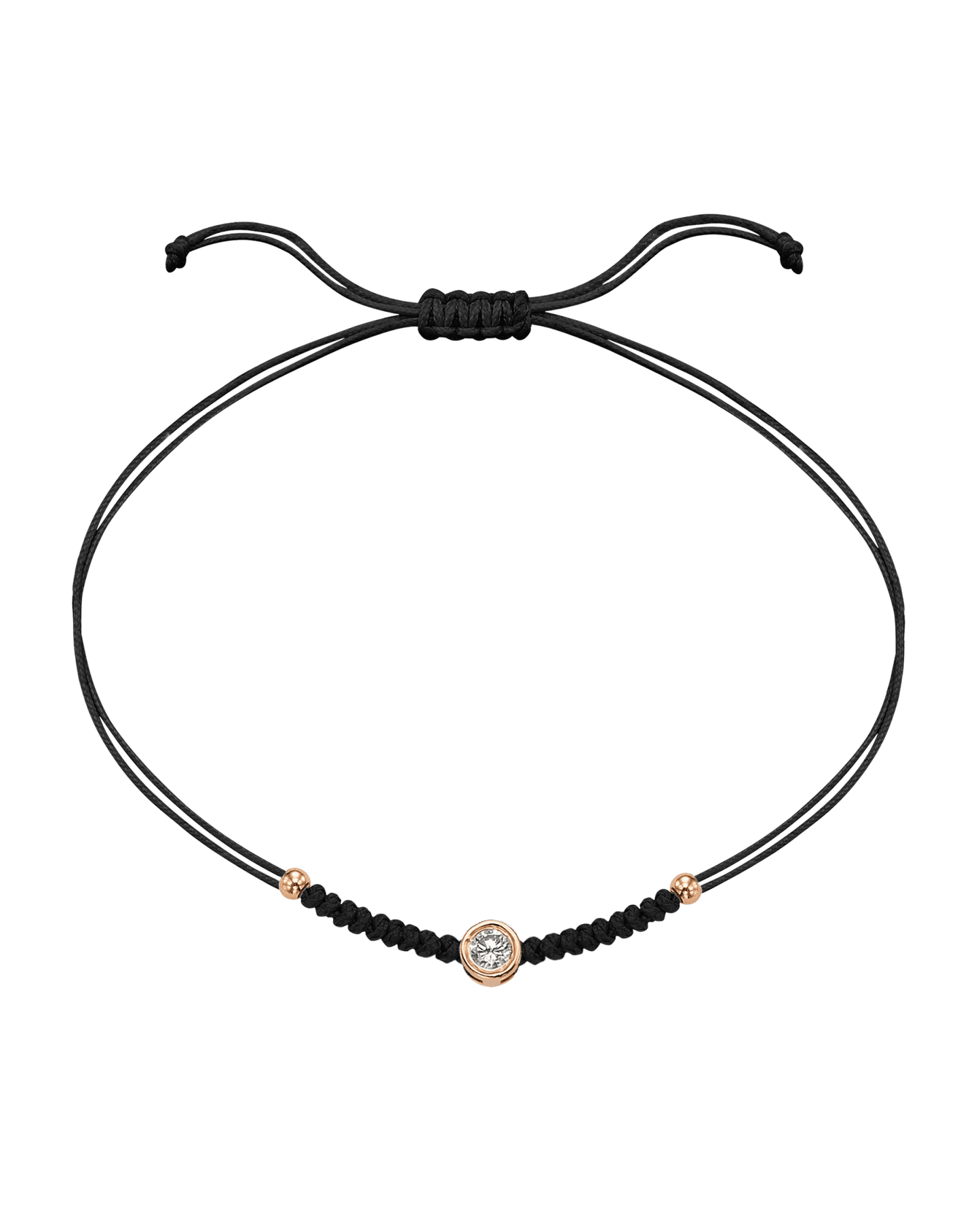 Le String of Love Boules D'or - Or Rose 14 carats Bracelet 14K Solid Gold Noir Large: 0.10 carats