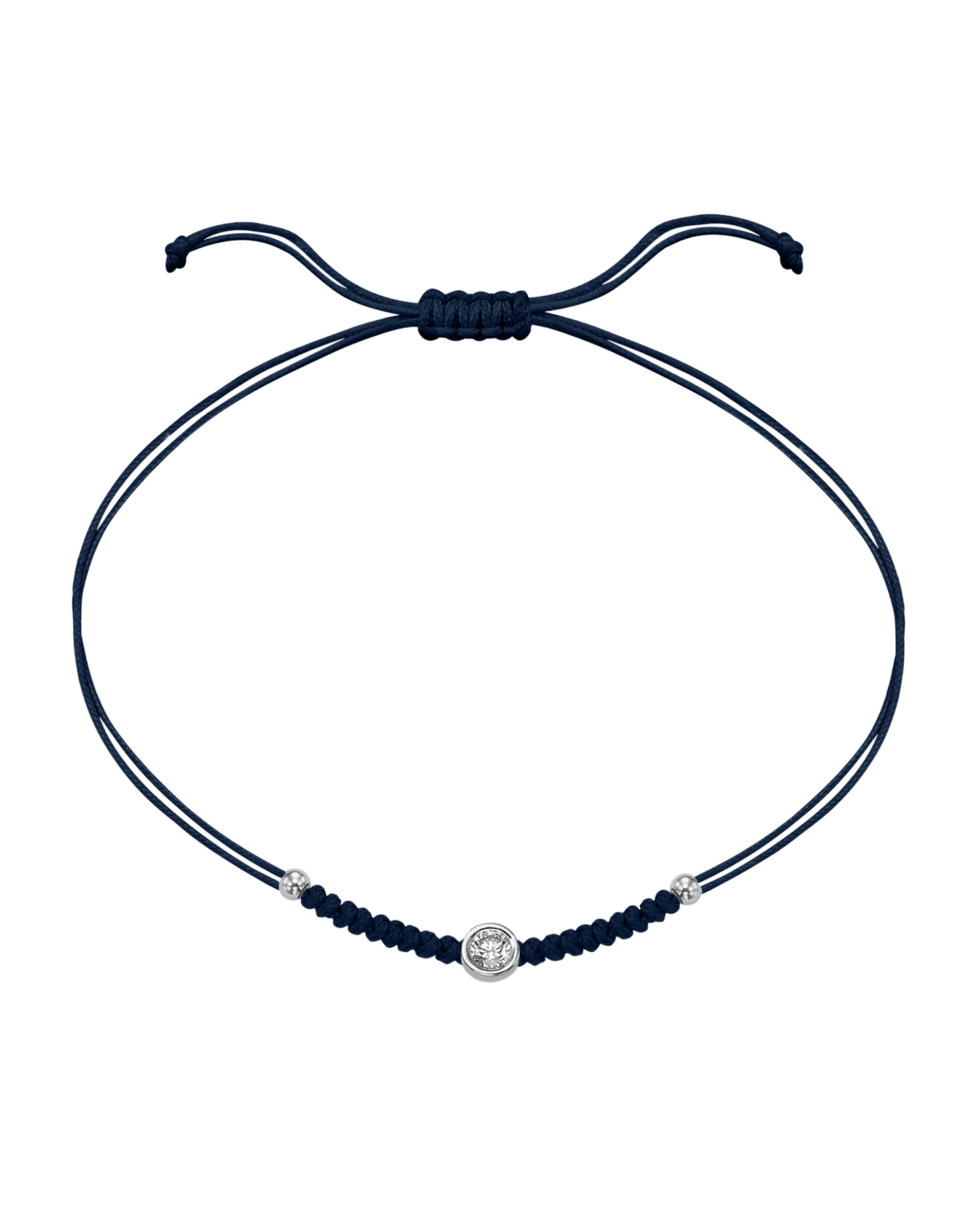 Le String of Love Boules D'or - Or Blanc 14 carats Bracelet 14K Solid Gold Bleu Marine Large: 0.10 carats