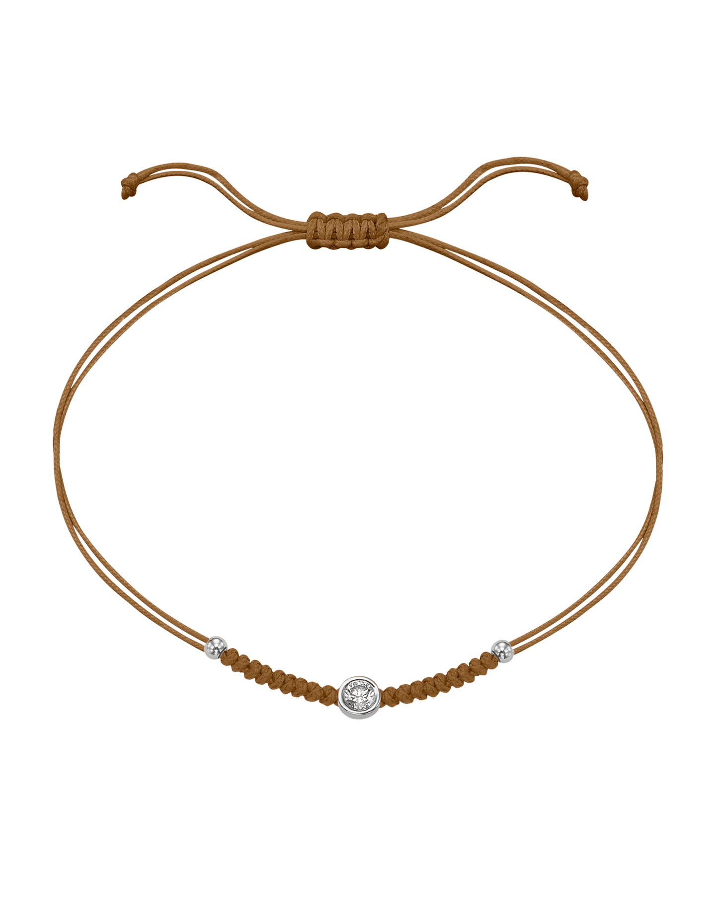 Le String of Love Boules D'or - Or Blanc 14 carats Bracelet 14K Solid Gold Camel Large: 0.10 carats