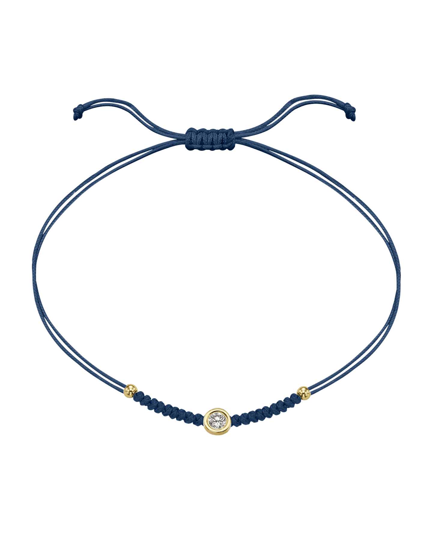 Le String of Love Boules D'or - Or Jaune 14 carats Bracelet 14K Solid Gold Bleu Indigo Large: 0.10 carats