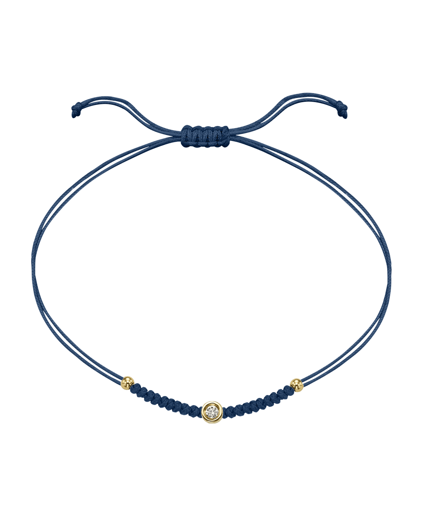 Le String of Love Boules D'or - Or Jaune 14 carats Bracelet 14K Solid Gold Bleu Indigo Small: 0.03 carats