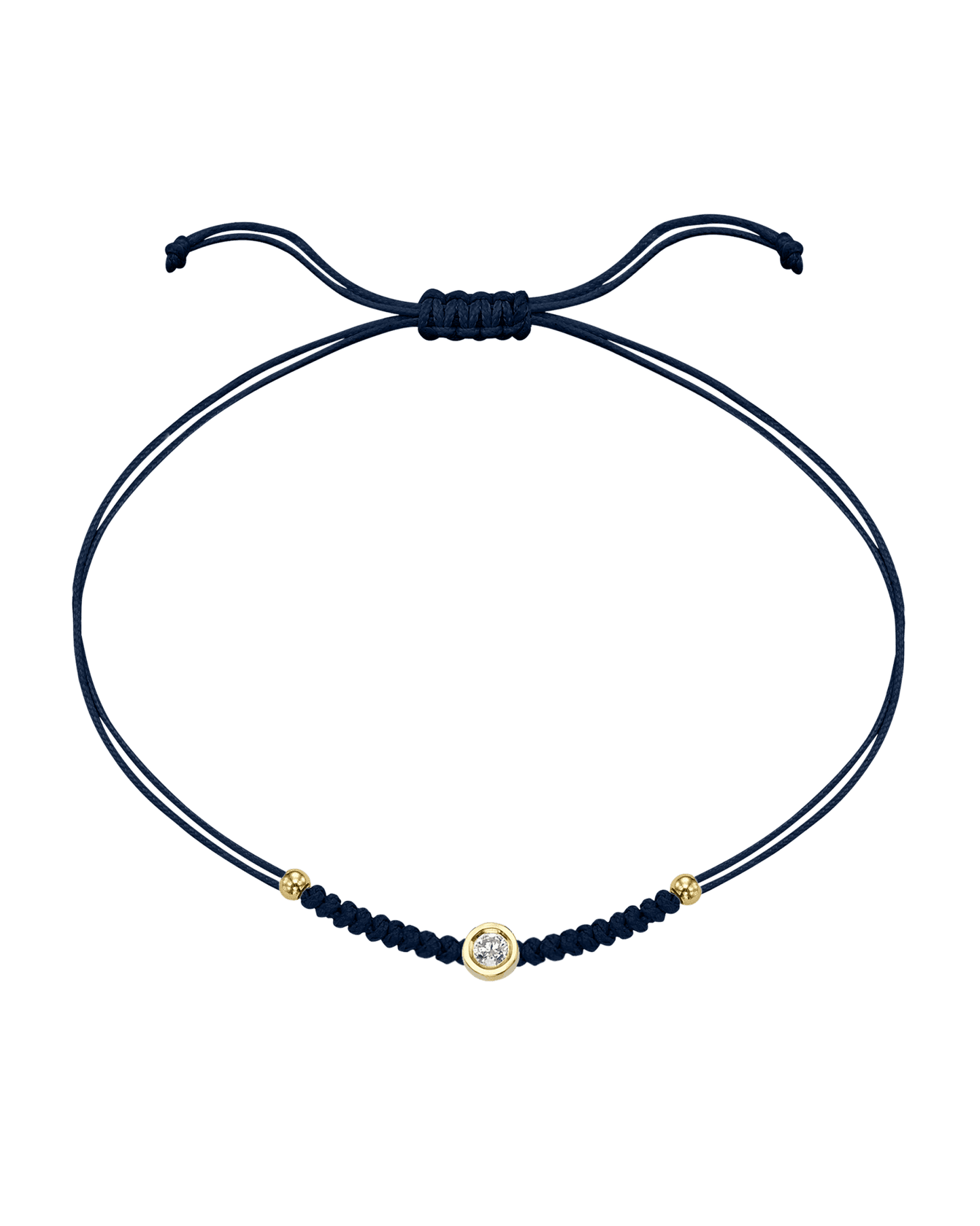 Le String of Love Boules D'or - Or Jaune 14 carats Bracelet 14K Solid Gold Bleu Marine Medium: 0.05 carats
