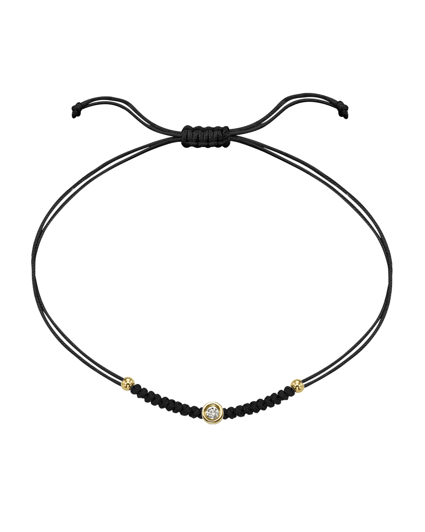 Le String of Love Boules D'or - Or Jaune 14 carats Bracelet 14K Solid Gold Noir Small: 0.03 carats