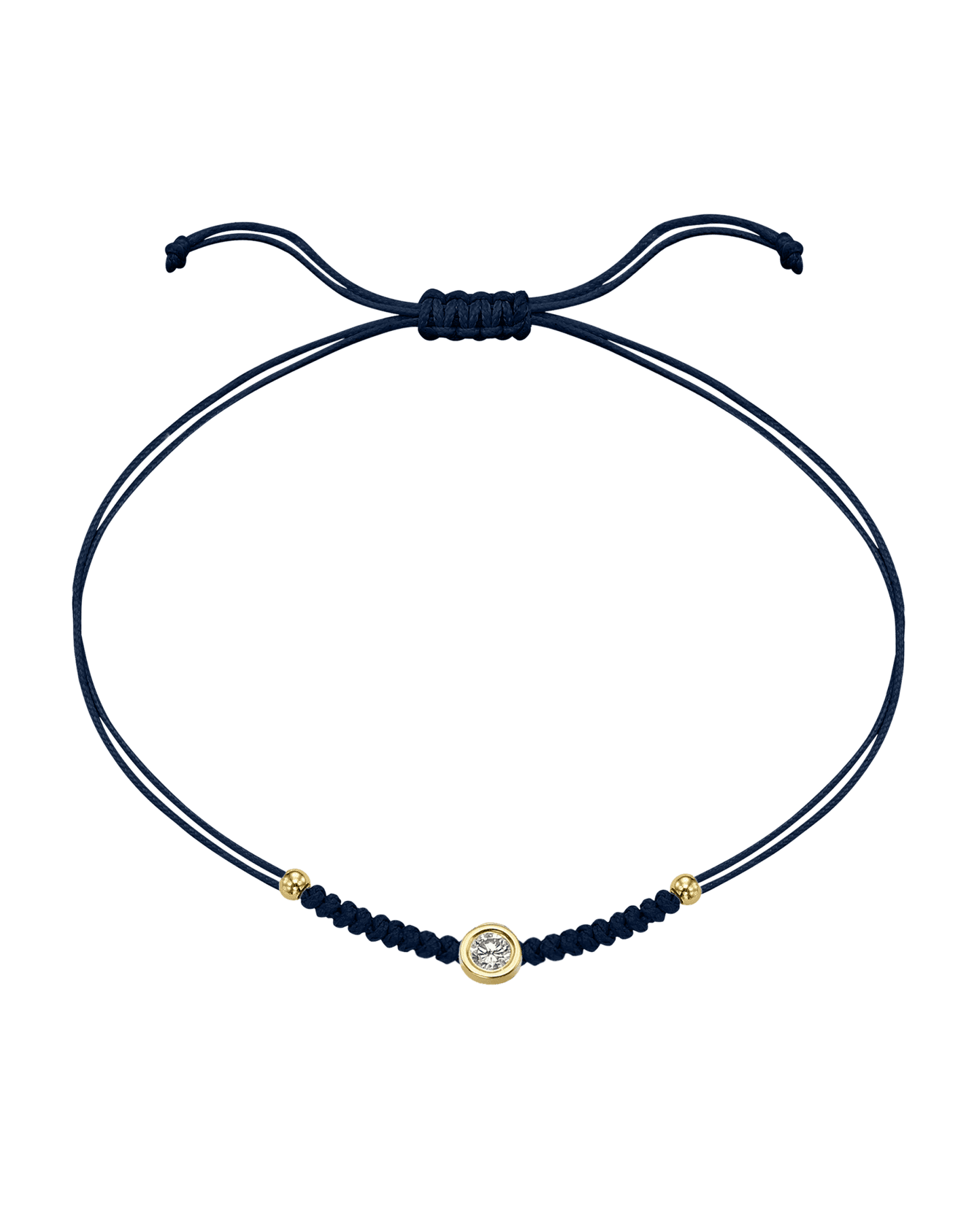 Le String of Love Boules D'or - Or Jaune 14 carats Bracelet 14K Solid Gold Bleu Marine Large: 0.10 carats