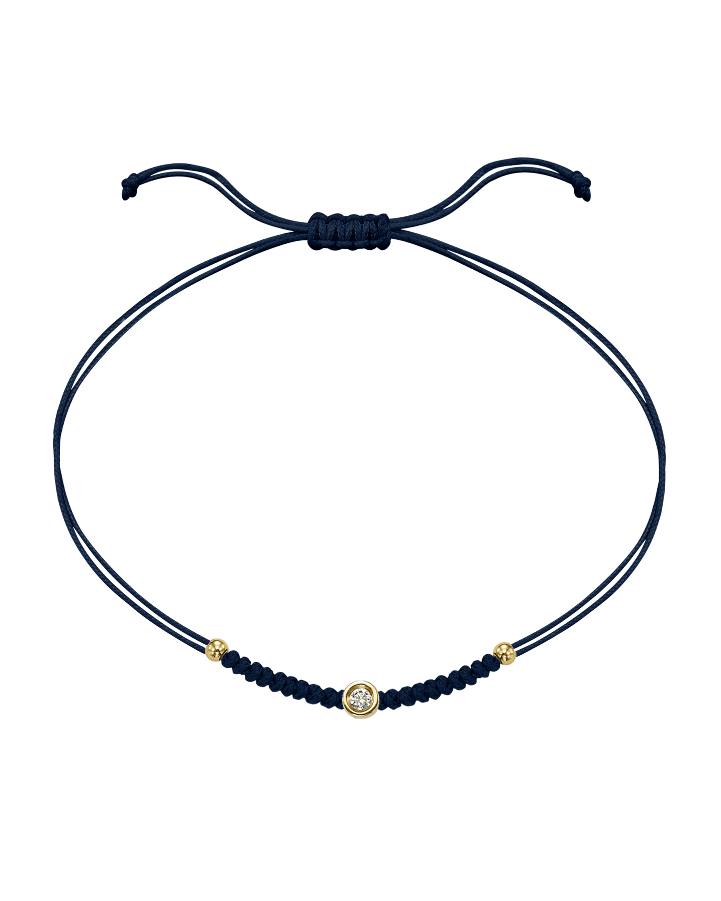 Le String of Love Boules D'or - Or Jaune 14 carats Bracelet 14K Solid Gold Bleu Marine Small: 0.03 carats