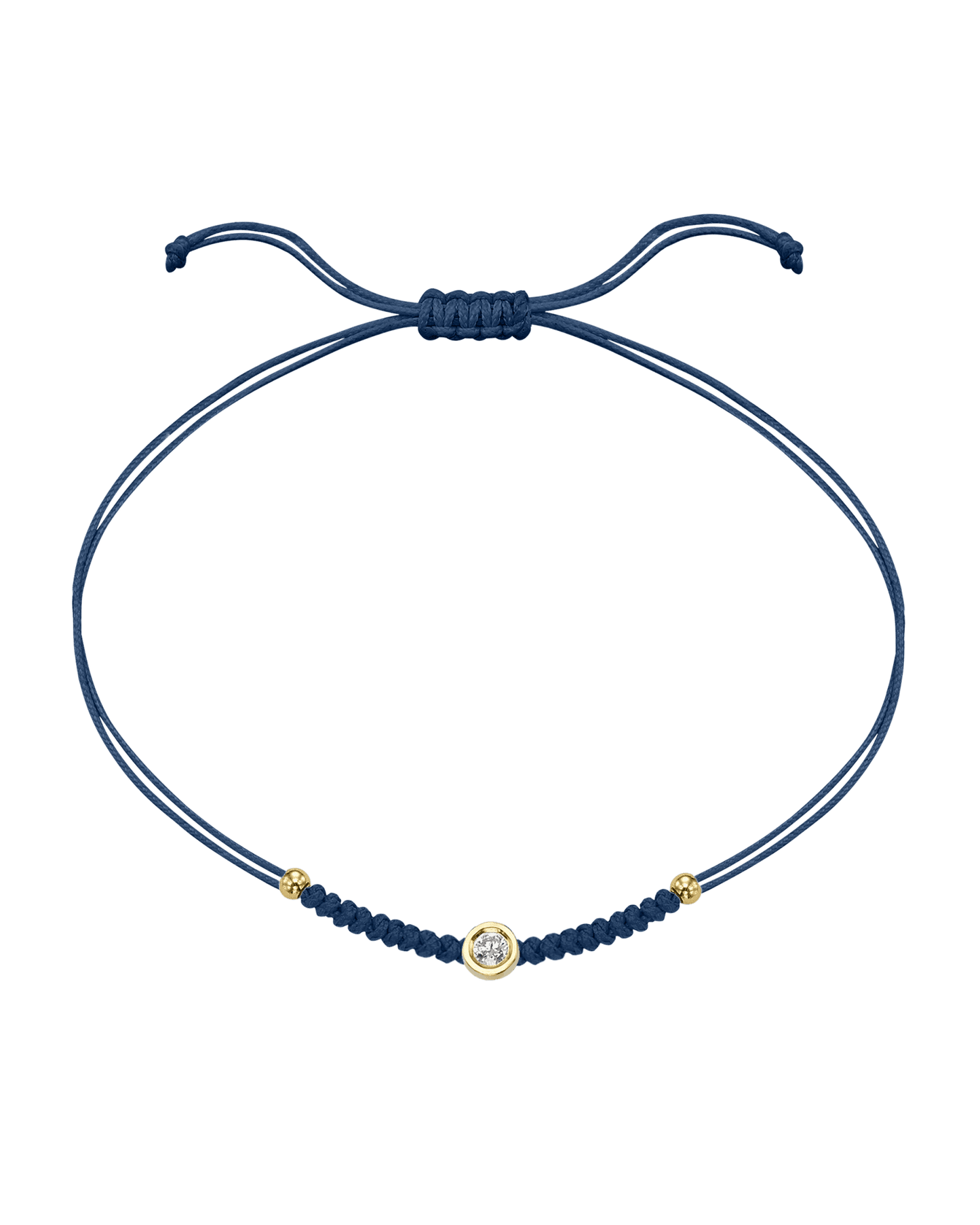 Le String of Love Boules D'or - Or Jaune 14 carats Bracelet 14K Solid Gold Bleu Indigo Medium: 0.05 carats