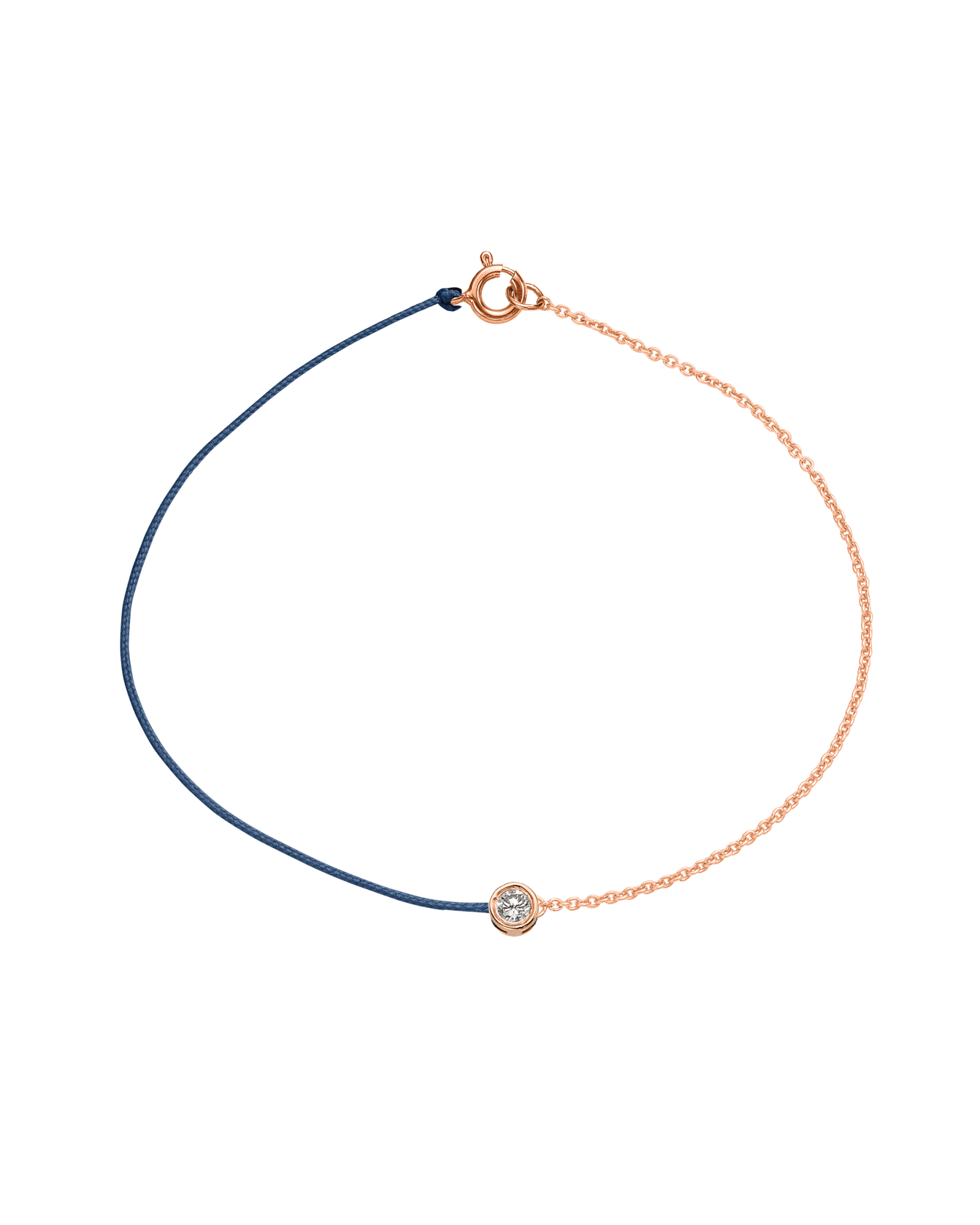 String of Love Chaînette - Or Rose 14 carats Bracelet 14K Solid Gold Bleu Indigo Large: 0.10 carats Small 15cm